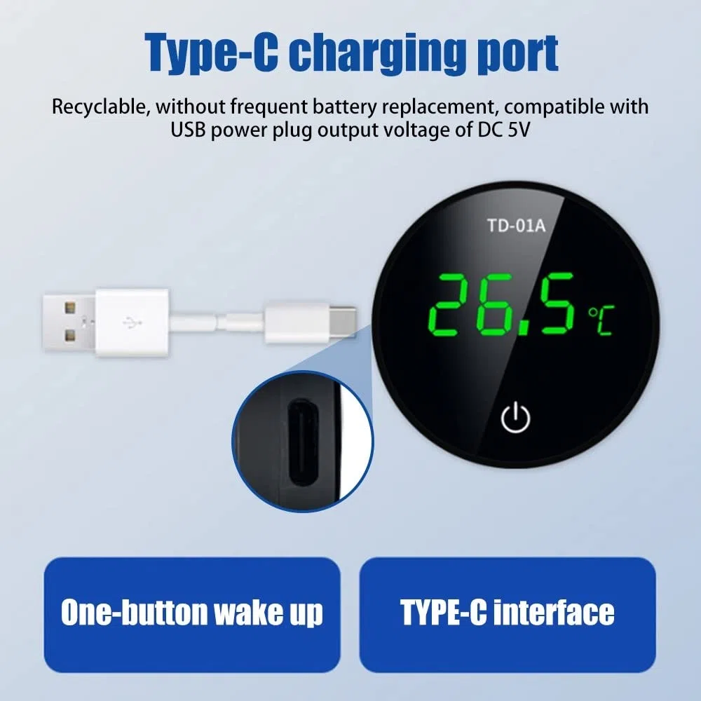 Termometro Digitale per Acquario, Misuratore di Temperatura Wireless USB a LED Elettronico per la Misurazione Temperatura ad Alta Precisione per Acqua Dolce Salata