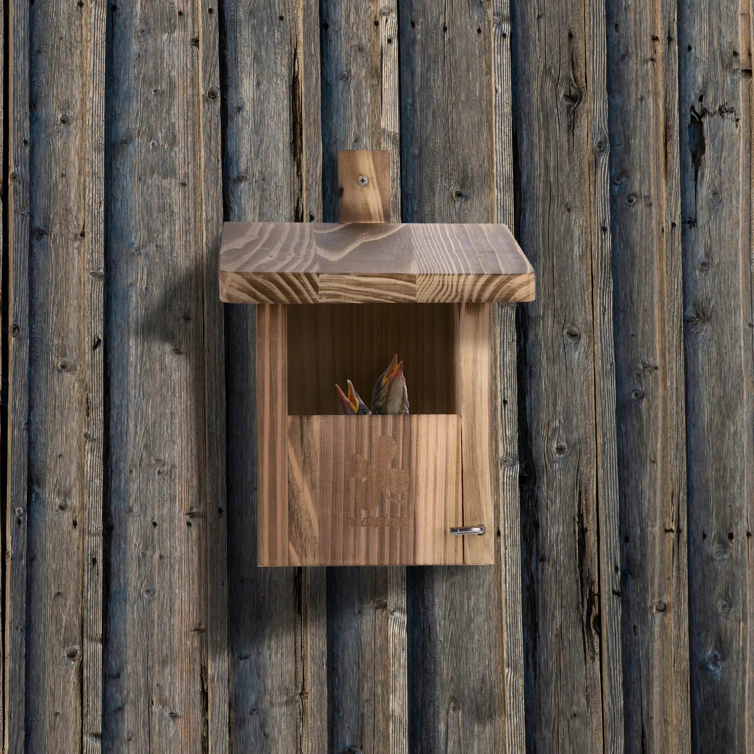 Relaxdays Casetta per Uccelli, Nido in Legno d'Abete, da Appendere, Effetto Bruciato, Foro d'Ingresso 65x95 mm, Naturale