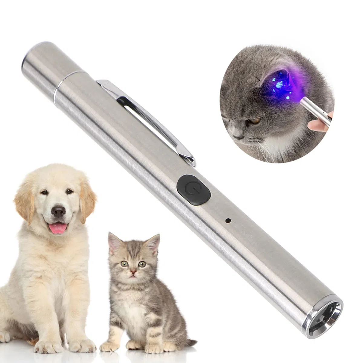 Lampada Veterinaria in Legno Rilevamento di Funghi per Animali Domestici Torcia Impermeabile Pelle Luce Ultravioletta Muschio di Gatto Luce Tinea 365 UV Specchio Nero, per La Cura del Cane/Gatto