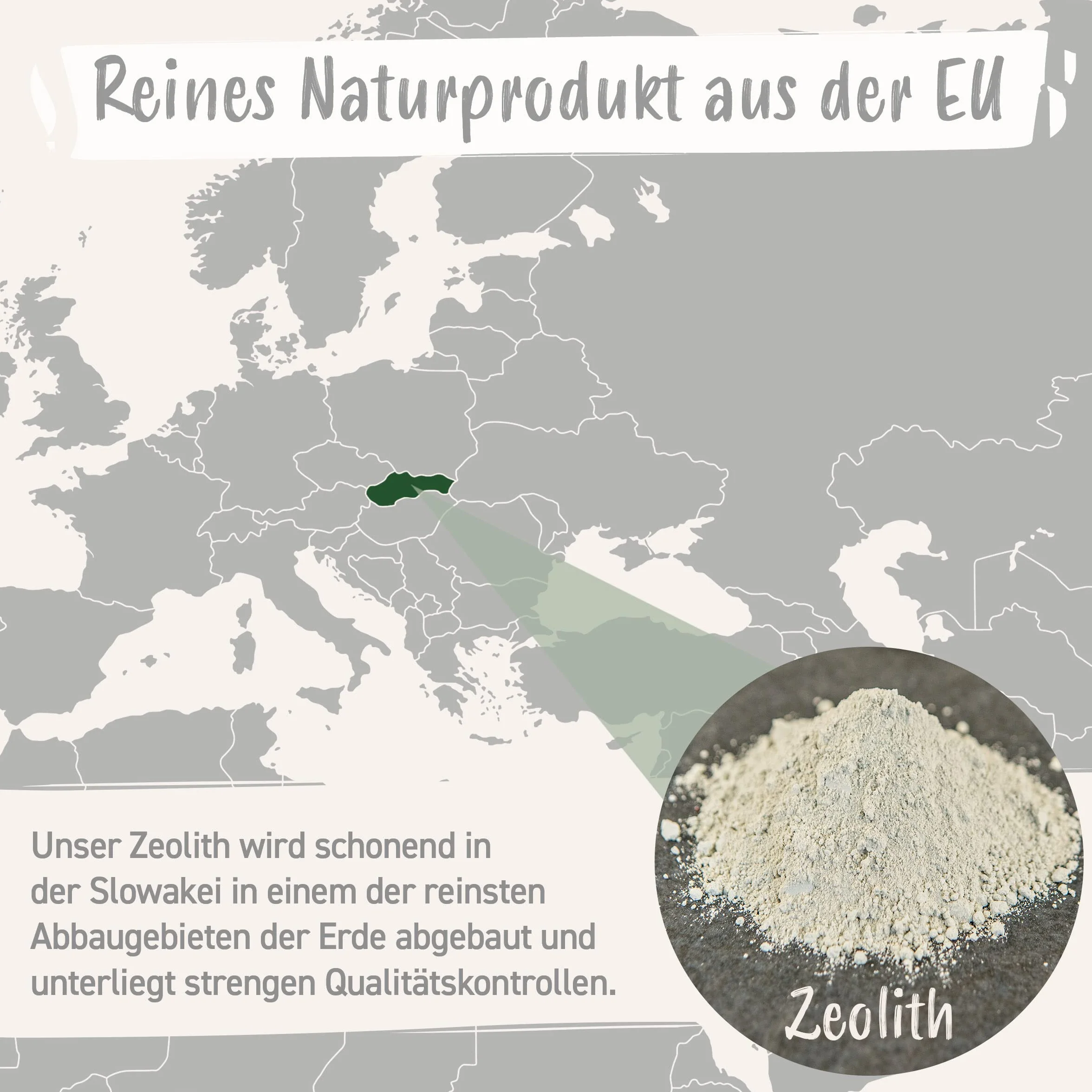 NaturaForte Zeolite in Polvere 500g - Clinoptilolite 92%, Terreno Extra fine in qualità Premium, Senza additivi, Roccia vulcanica Pura e Naturale, Testata e controllata in Germania
