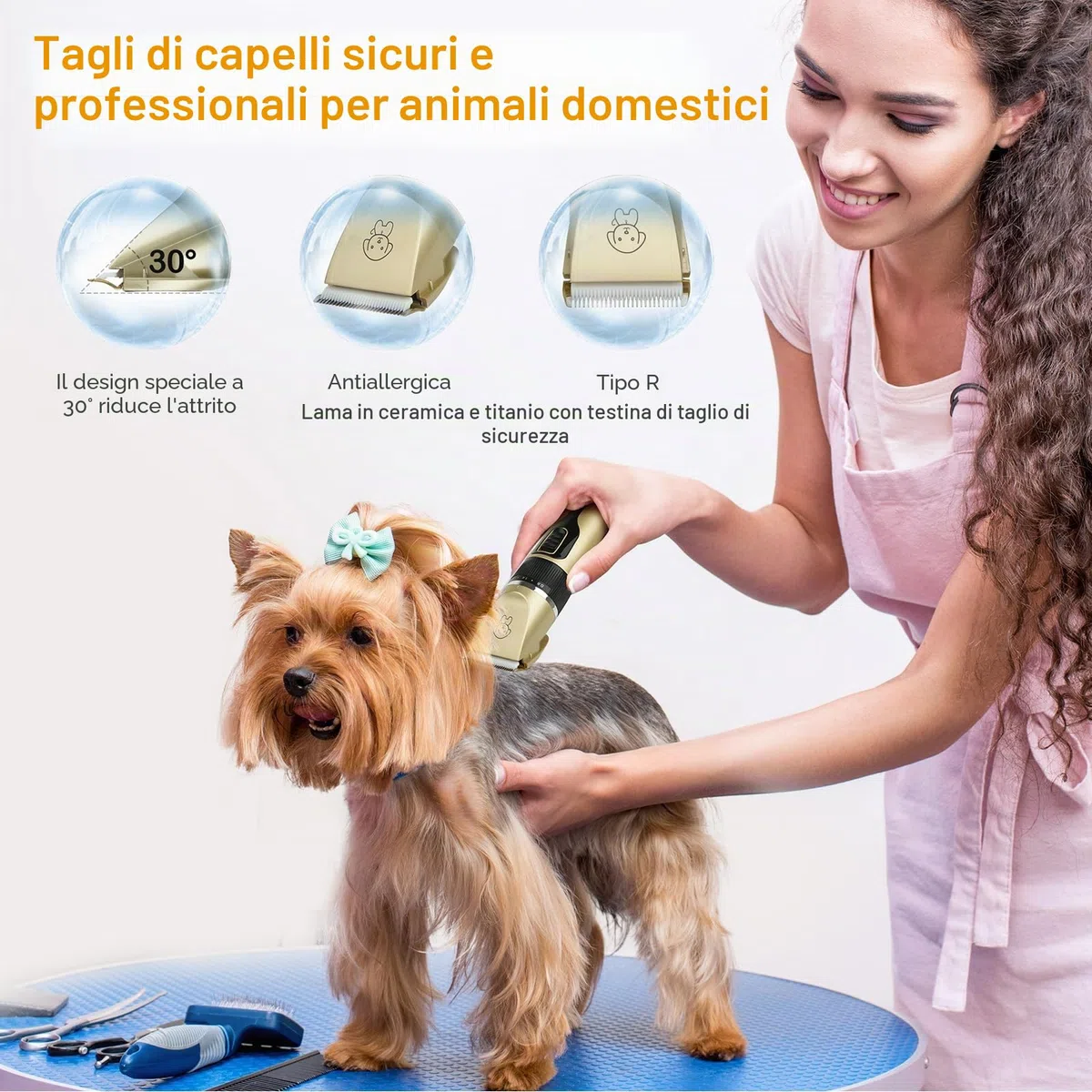 Tosatrice per Cani, IPX7 Impermeabile Rasoio per Cani Tagliacapelli Silenzioso per Cani e Gatti Tosatrice per Cani Professionale Adatto per peli di Animali Domestici Spessi e Opachi