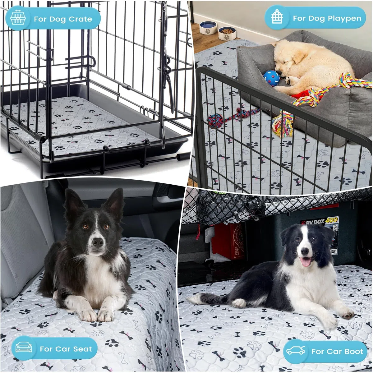2 Pezzi 60x90cm Traversine Lavabili per Cani, Tappetino per Recinto per Cani da Interno, Riutilizzabili Assorbenti Rapidi Tappetini Igienici per Conigli, Criceto