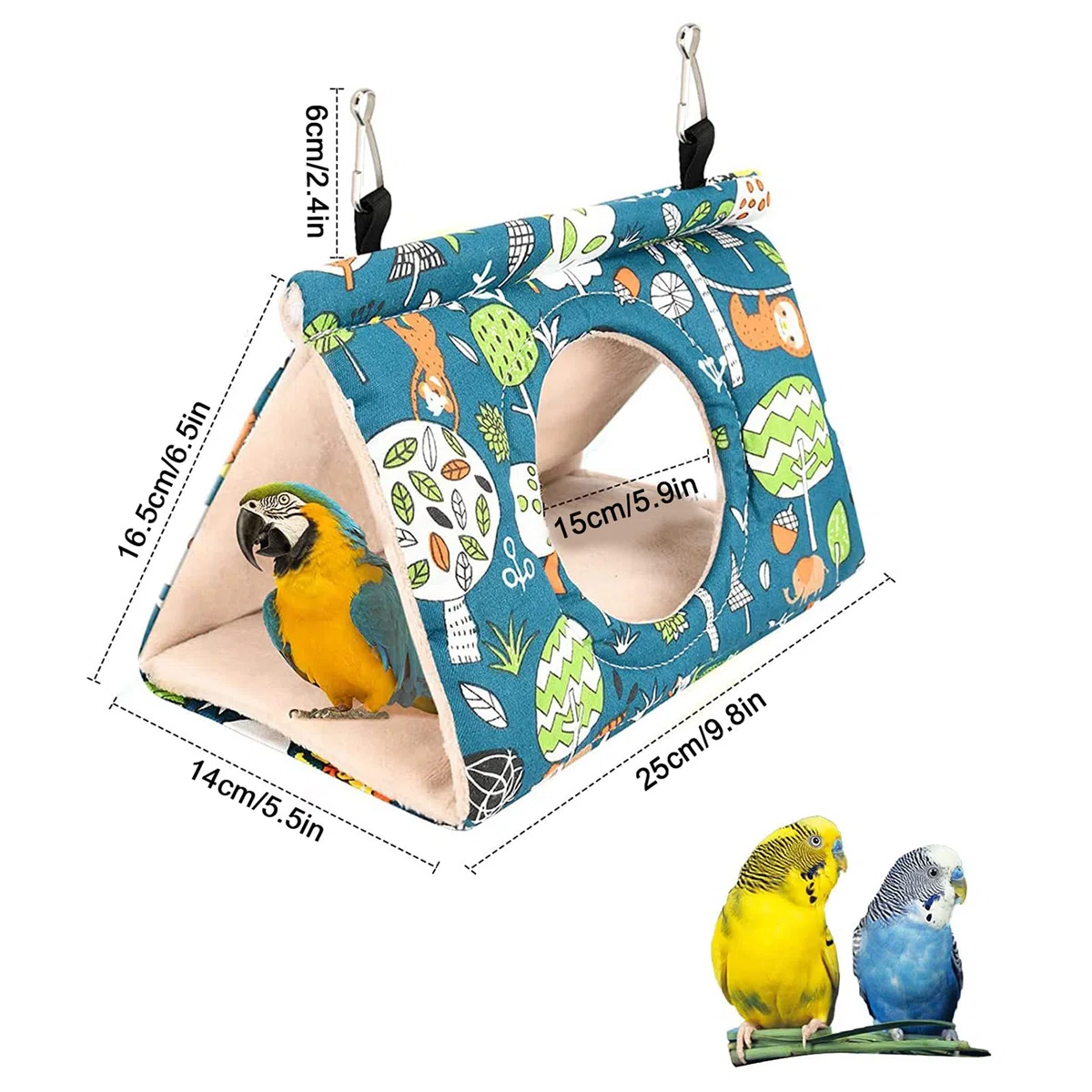 Bird Pappagallo Nido, Amaca per Uccelli Nido per Pappagalli, Nido per Pappagalli Invernale Calda, Pappagallo D'Inverno Caldo Amaca per Pappagalli, Parrocchetti Ondulati Lovebird(M, Blu)