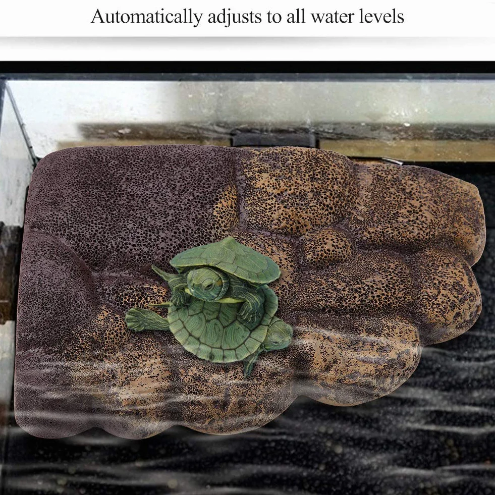 Resina Tartaruga Magnetic Basking Isola Galleggiante Isola Basking Ramp Tartaruga arrampica Pietra Acquario Paesaggio Ornamento Habitat Decor per Semi Animali Acquatici(NS-78)