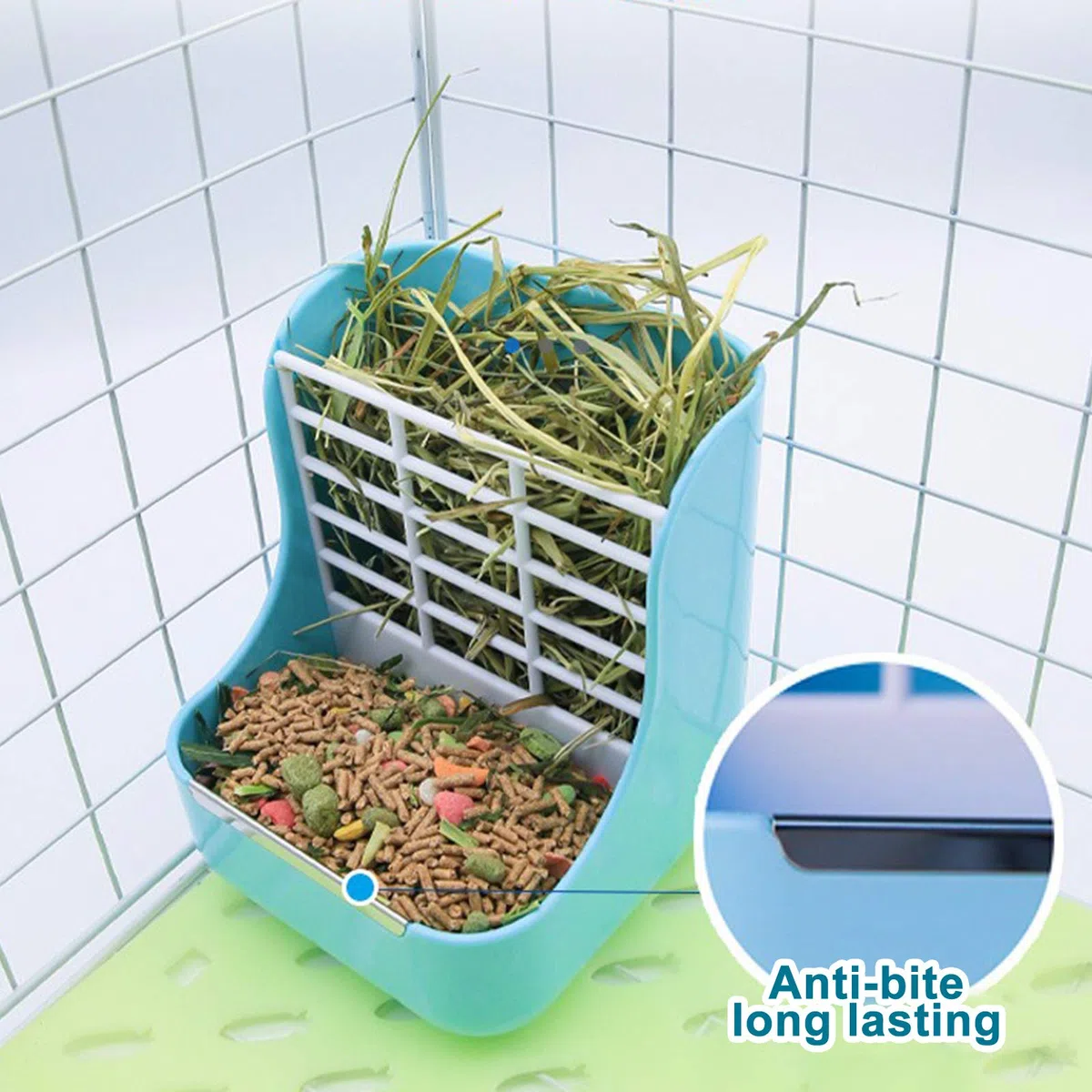 NO Heiqlay 1 Mangiatoia Porta Fieno per Conigli e 1 Borraccia, 2 in 1, in plastica, per Animali- Cavia, Coniglietti, porcellini d'India