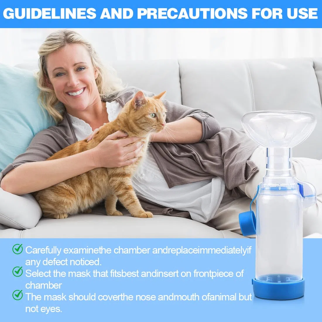 Yuragim Distanziatore Inalatore Pet Inalator Spacer con 2 misure maschere per gatti e cani