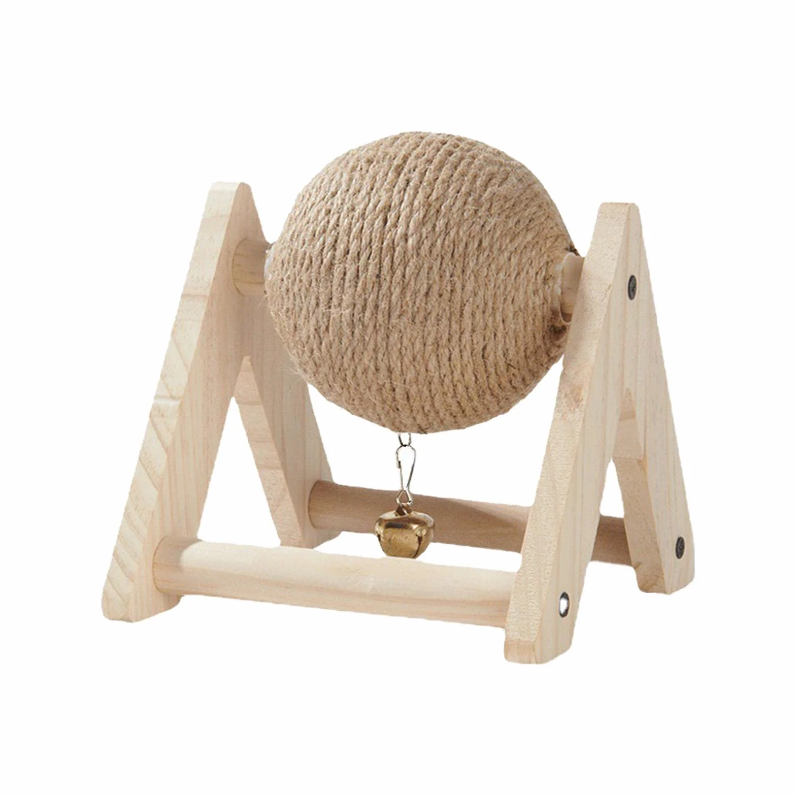 MagiDeal MagiDeal, palla tiragraffi per coniglio con sfera, 2 in 1, giocattolo interattivo, supporto in legno con campanella, per gattini, cincillà, piccoli animali gattini