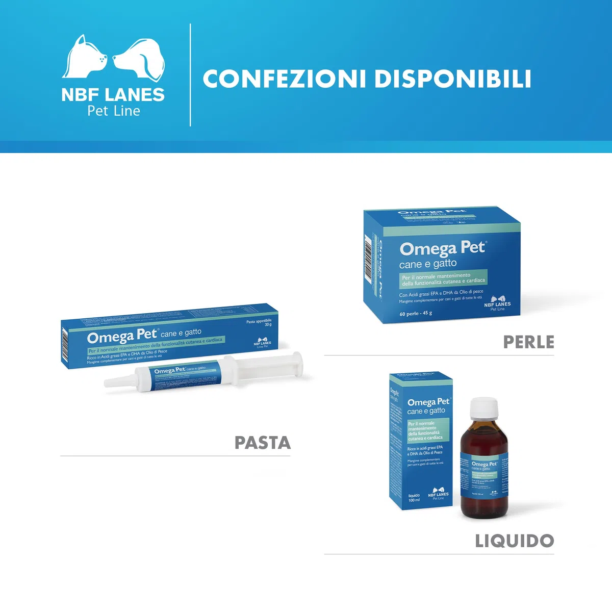NBF Lanes | Omega Pet Cane e Gatto, Pasta Appetibile 30 g, per il Normale Mantenimento della Funzionalità Cutanea e Cardiaca