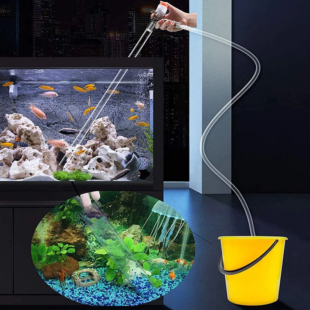 Aspirarifiuti Per Pulizia Acquario, Sifone Aspirarifiuti Acquario, Pompa Sifone Acquario, Fish Tank Ghiaia Cleaner, Con Pulsante Pressione Dell'aria, per Cambia L'acqua, Lava Sabbia, Succhia Feci