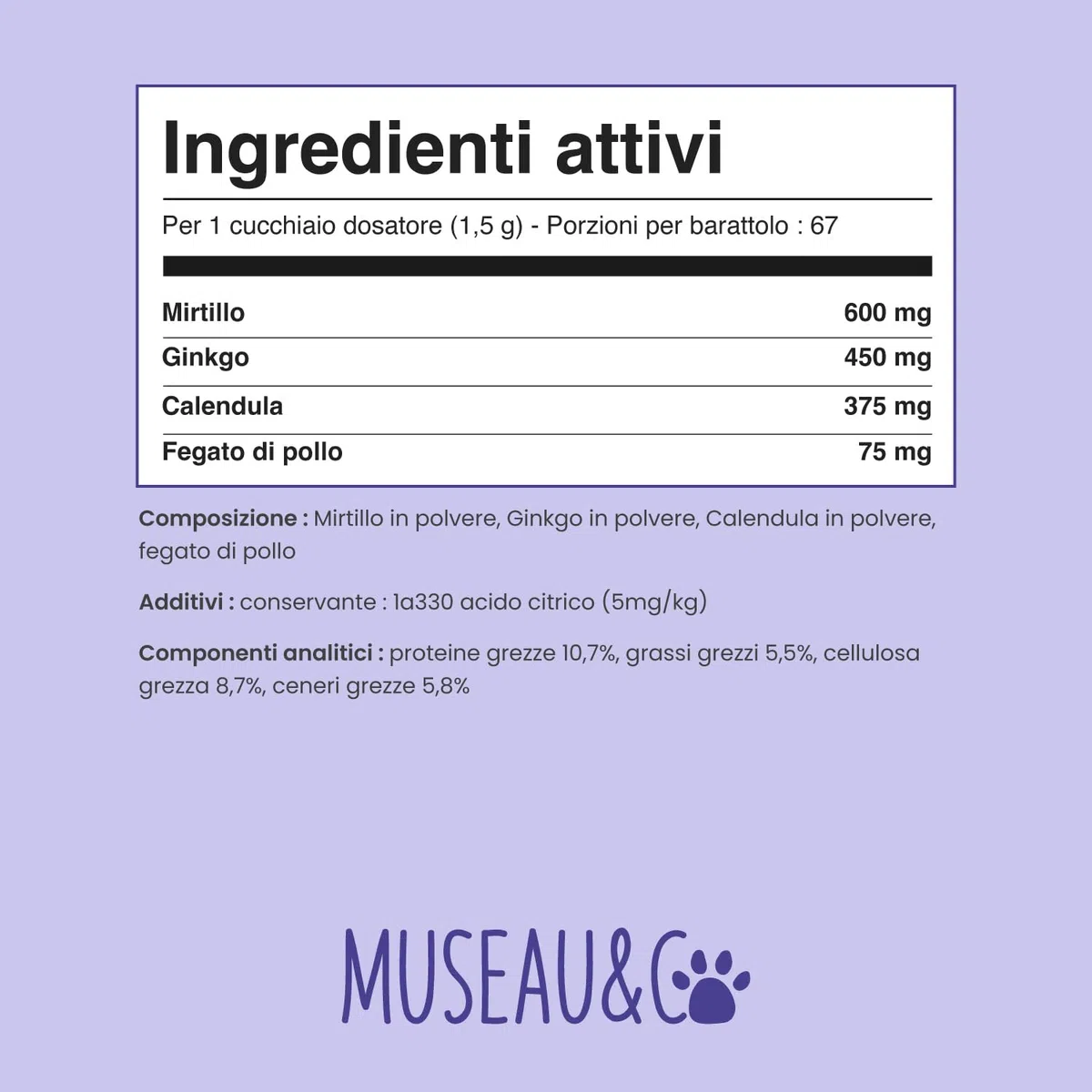 Vision 100 g – Integratore oculare naturale per cani e gatti | Mirtillo, Ginkgo, calendula | Antiossidanti e microcircolazione | Supporto per il comfort visivo | Appetito al fegato di pollo