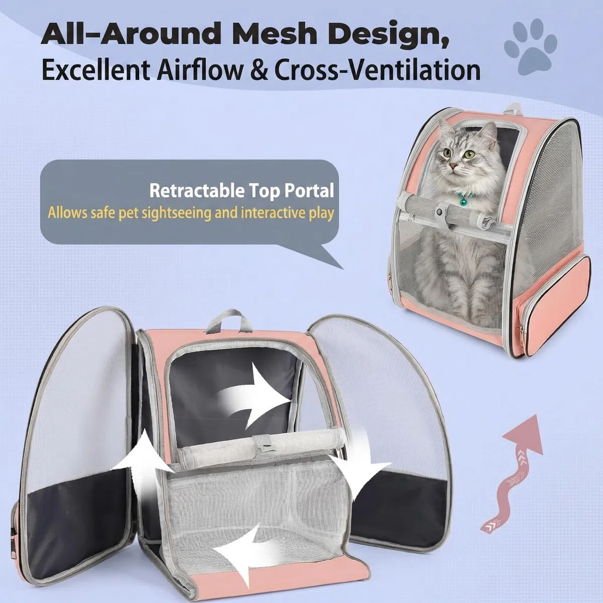 Zaino trasportino per animali domestici approvato dalle compagnie aeree design capsula spaziale con rete ventilata cinghie regolabili confortevoli piccoli borsa viaggi escursioni e campeggio