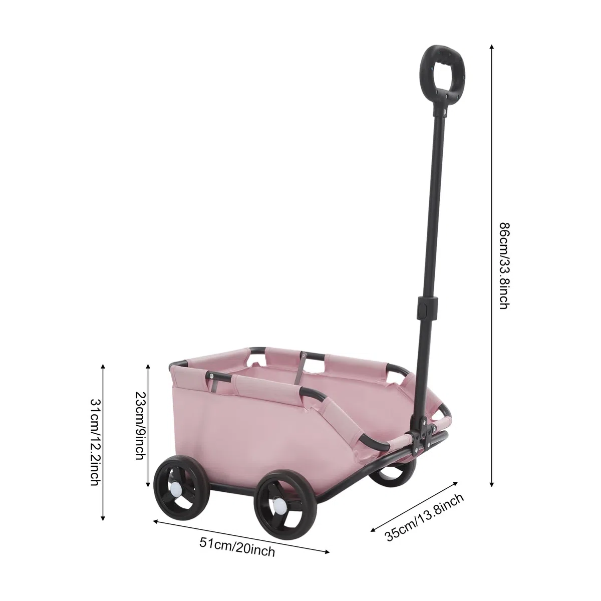 Mini carrello per cani per animali domestici, passeggino per cani pieghevole, carrello della spesa con manico estraibile per esterni, per cani e gatti fino a 10 kg (rosa)