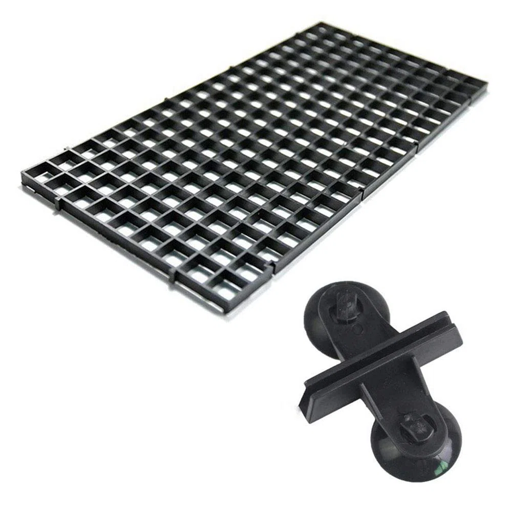 4 Pezzi Fishtank Divisori,Vassoio Acquario Cassa,Acquario con Griglia di Isolamento,con 4 Clip,per Acquari isolare Board Grid Vassoio Egg Crate Filtro Inferiore (Nero)