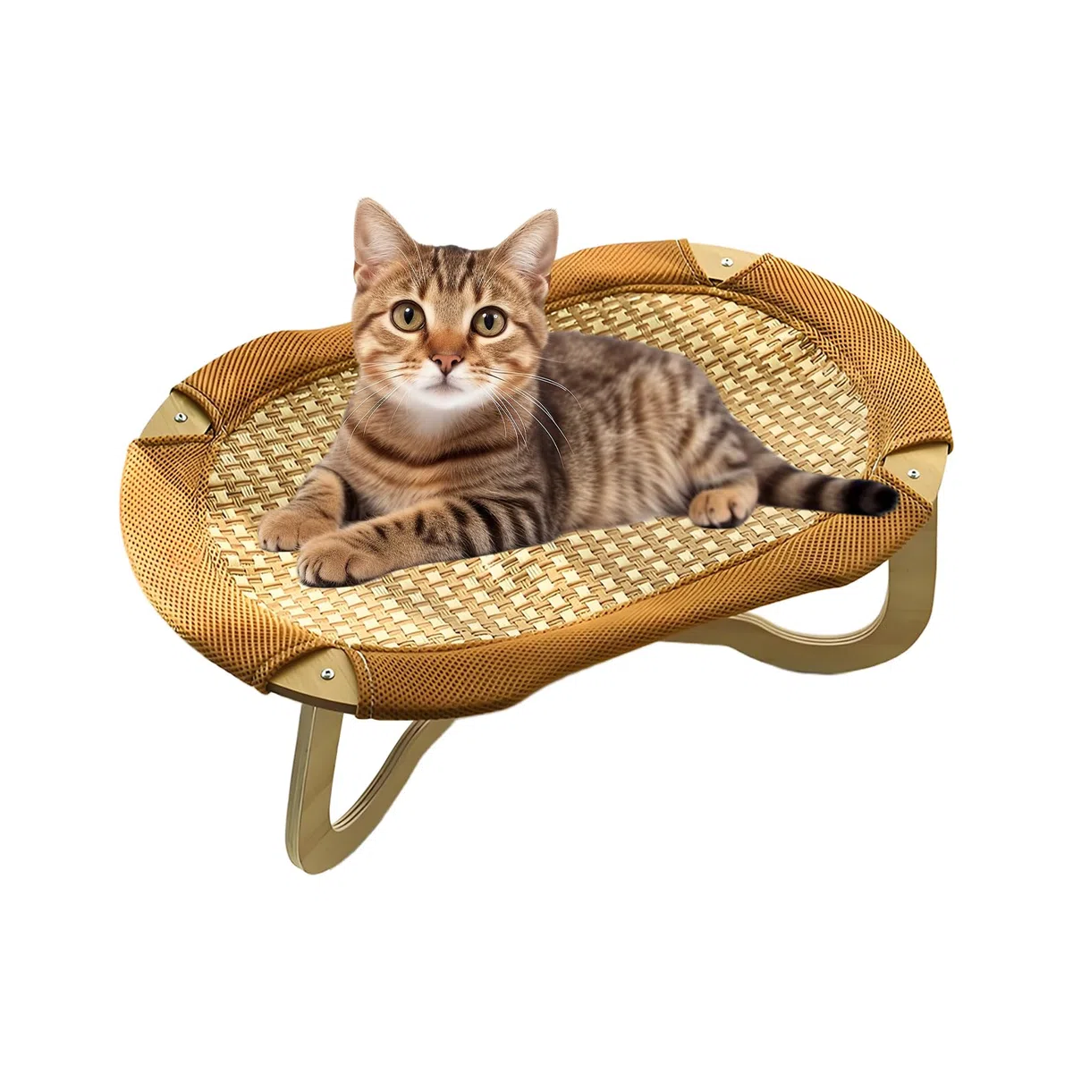 Sedia Gatto In Rattan | Cuccia Rialzata Rinfrescante In Vimini Per Gatti - Ammortizzata Amaca Intrecciata Antigraffio per Taglie Piccola Media Grande da Interni Esterni