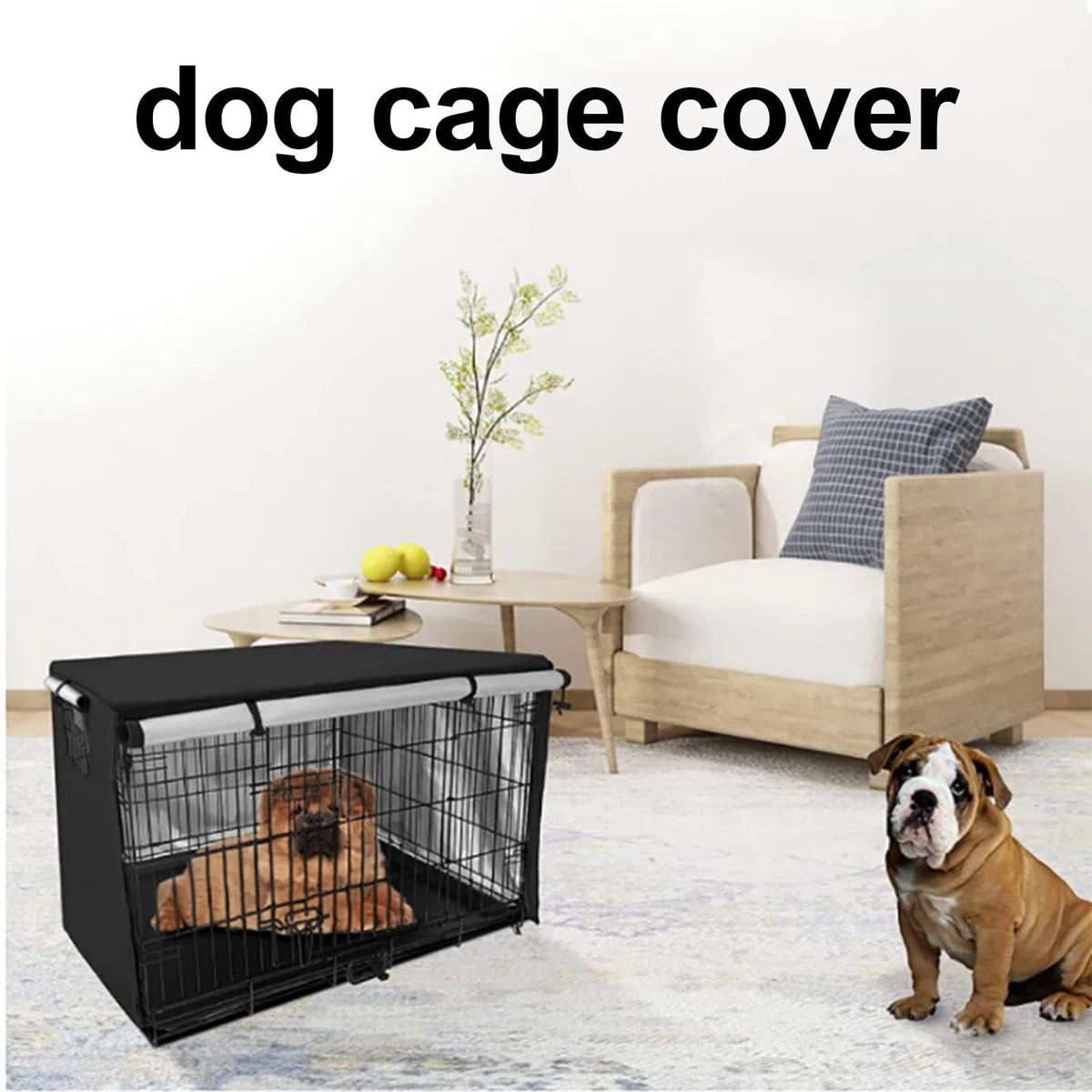 Generic Copertura per Gabbia per Cani, Impermeabile, Lavabile, Aperta su Tutti i Lati, Traspirante, Protezione UV, Facile da Montare, per Cani di Taglia Media
