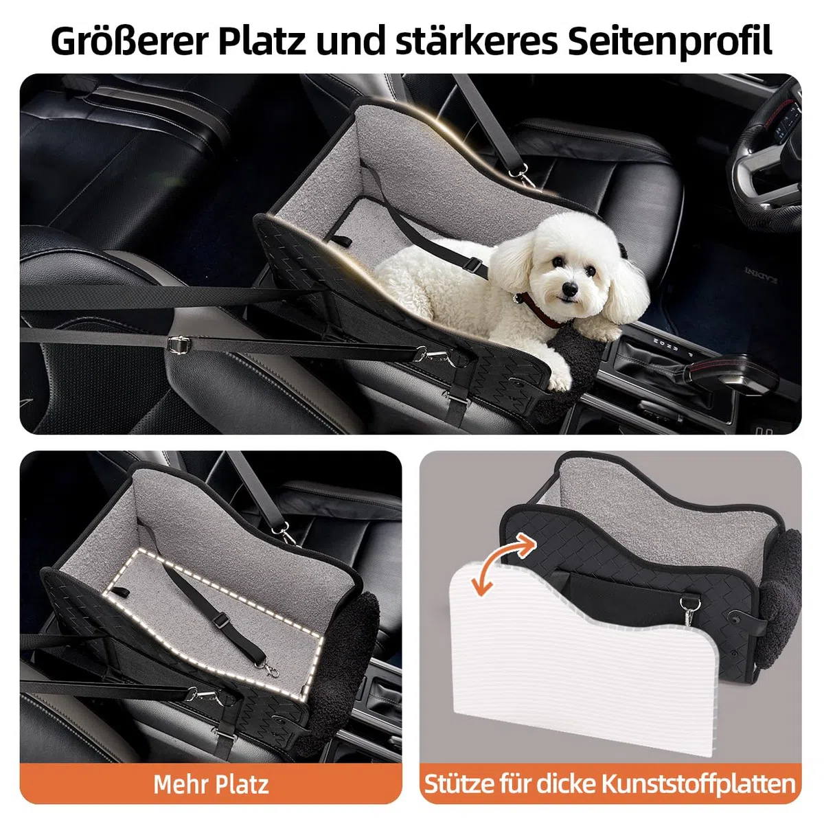 GGW Seggiolino Auto per Bracciolo – Compatibile con il 99% delle Auto, per Cane e Gatto di Piccola Taglia, Impermeabile e Sicuro.