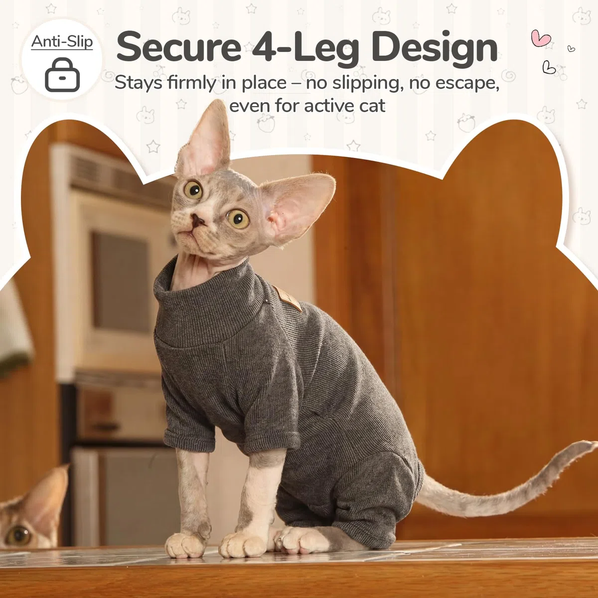Body gatto post operatorio, tuta recupero gatto anti leccamento 4 zampe, body gatto sterilizzazione, tuta gatto polare caldo, ideale per sphynx gatto senza pelo, Grigio Scuro S