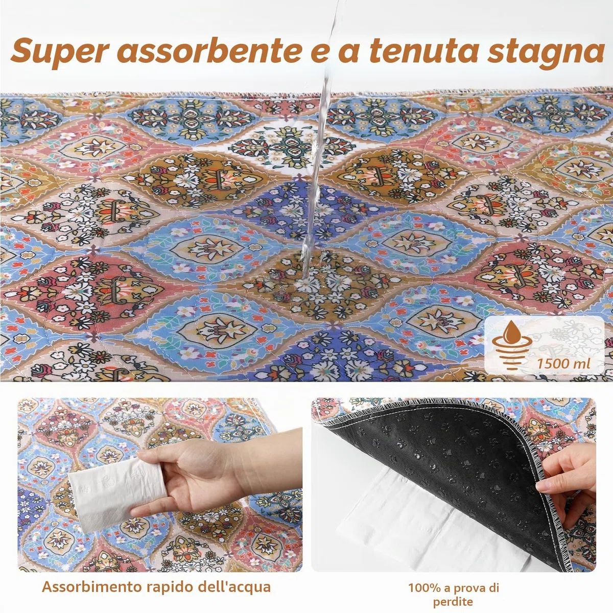 Gimars 80 x 92 cm, 2 Pezzi, Design Boho e Finitura Resistente, Traversine Lavabili per Cani, Tappetino Riutilizzabile per Addestramento Cuccioli, Assorbente, Antiscivolo e a Prova di Perdite