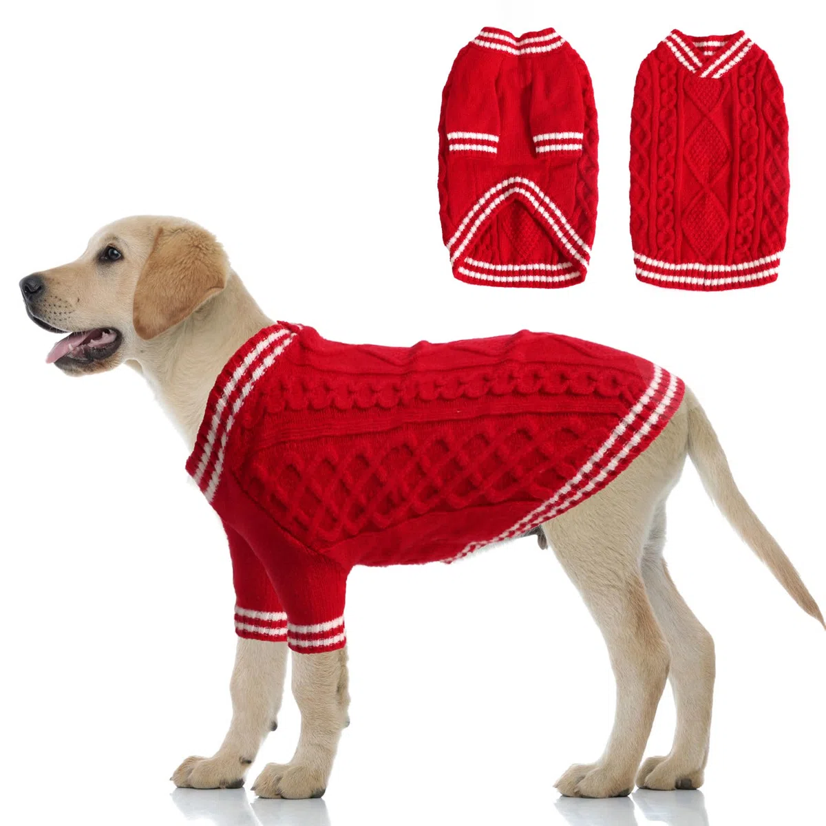Maglioncino per Cane di Taglia Grande, Maglione Natalizio, Pullover Lavorato a Maglia per Animali Domestici, Vestiti Invernali Caldi e Morbidi, Rosso, 2XL