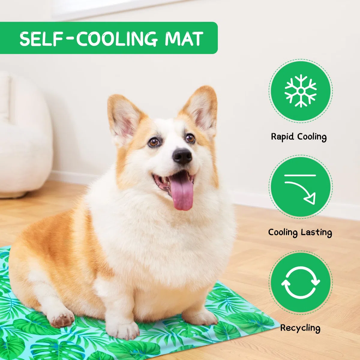 Qoosea Tappetino Rinfrescante per Cani e Gatti, Tappeto Refrigerante Gel Non Tossico per Animali, Tappetini in Gel Autorinfrescante Pet Cooling Mat in Estate - 50 * 65CM