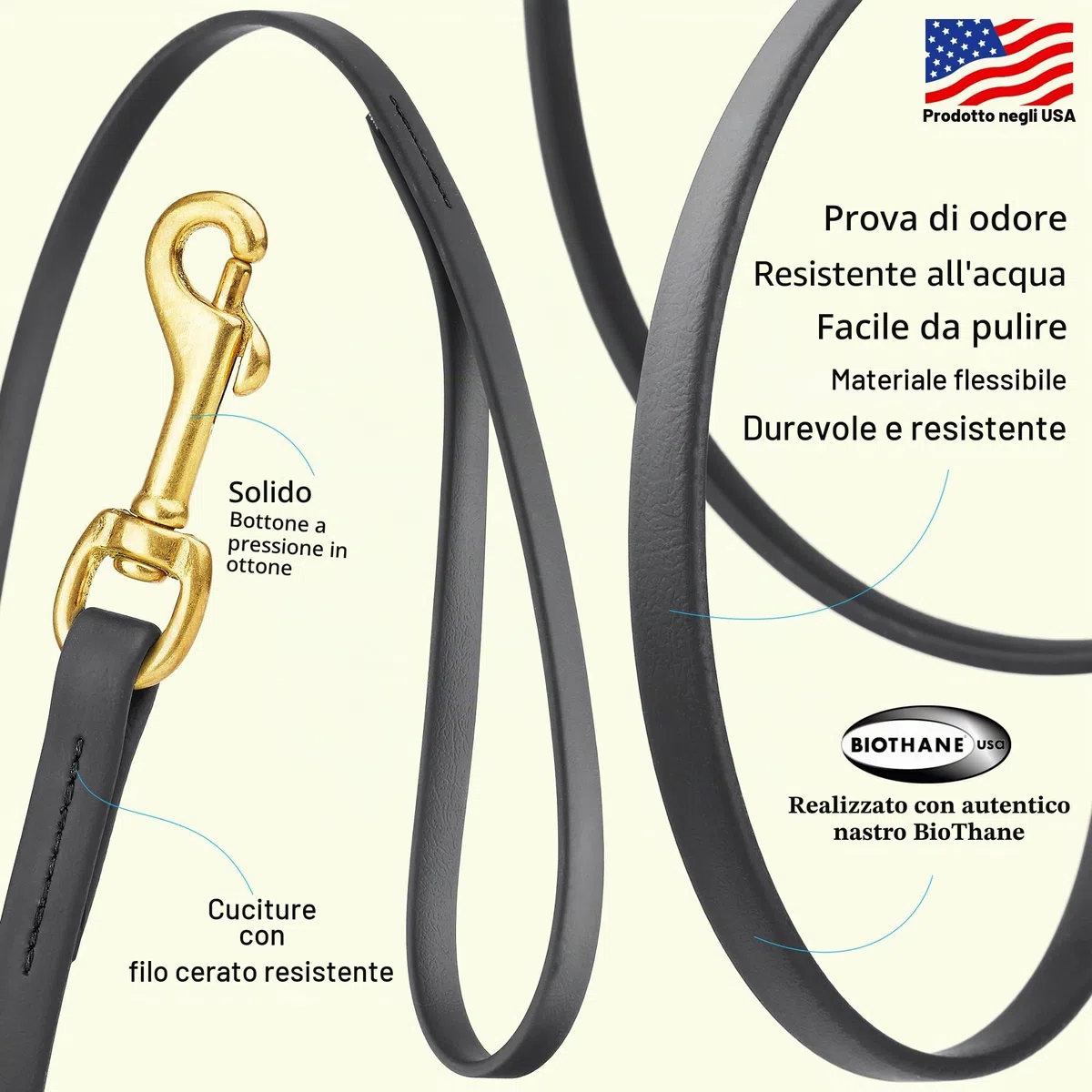 Viper Biothane - Guinzaglio da Lavoro Lungo per Cani, 2 Colori, 6 Misure