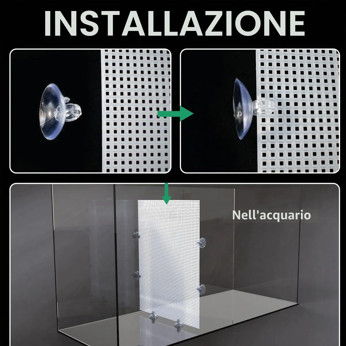 Cuyacili 2 Pezzi Divisori per Acquario Griglia Divisore di Plastica Trasparente con Ventose e Accessori Bianco 33x44 cm