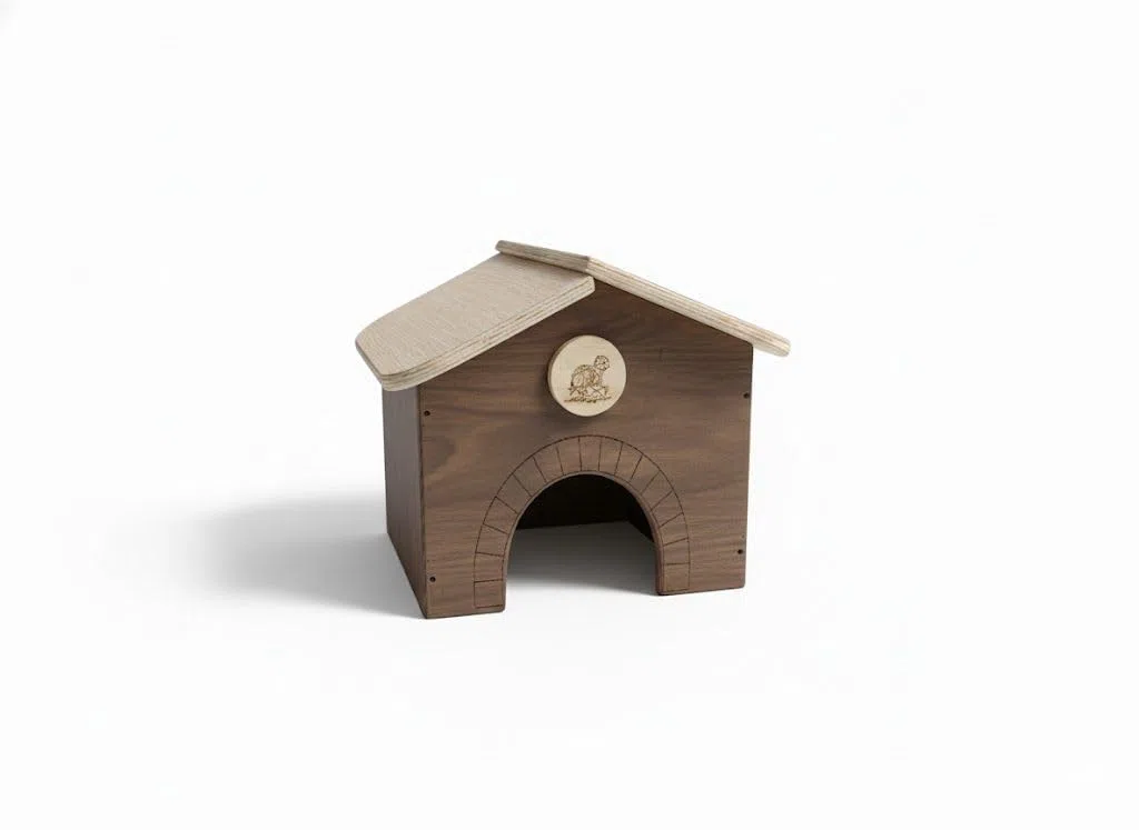Casetta per tartarughe di terra ricco porcellini d'india in legno multistrato terrario senza fondo ricorevo casa chalet villetta gabbia terrario rettili serpenti 30x30x23 (Noce Porcellino D'india)