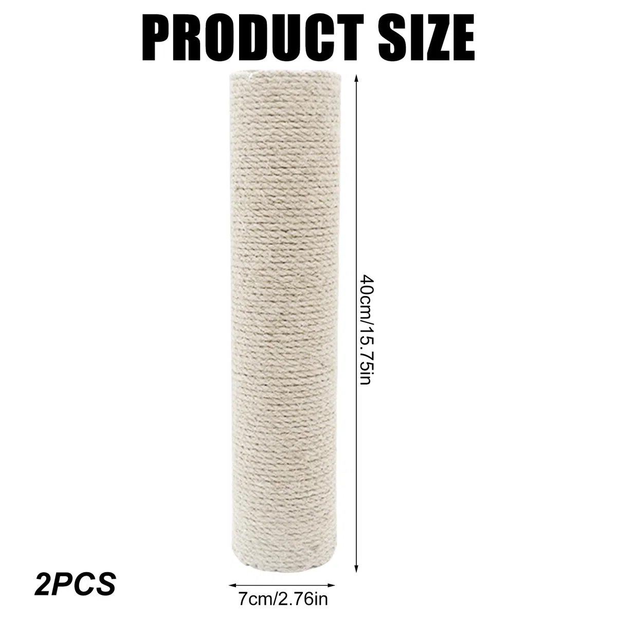 Tiragraffi di ricambio per gatti, 2 tronchi per gatti, lunghezza 40 cm, tiragraffi in sisal naturale, colonna tiragraffi con viti M8, pezzi di ricambio per ristrutturazione, fai da te (bianco)