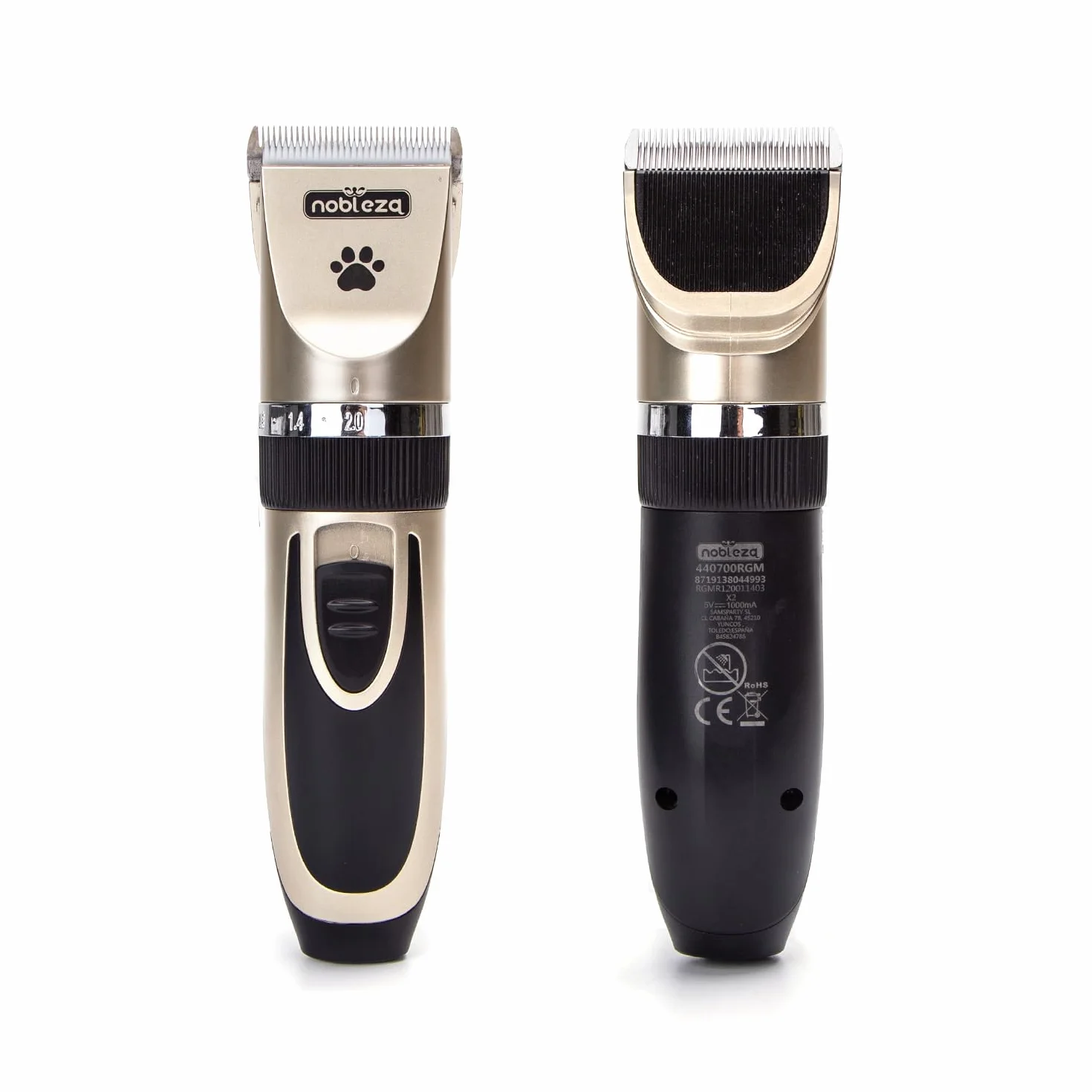 Nobleza - Tosatrice per Cani Kit Tosatrice per Cani Professionale Ricaricabile Grooming Clipper per Peli Spessi, Lunghi e Ricci, 2 Velocità Regolabili, Forbici e Pettine