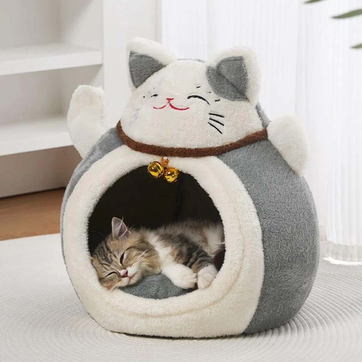 Cuccia per Gatti Invernale per Ambienti Interni, Cuccia Semi-Chiusa Per Cuccioli, a Forma di Cupola per Gatti, Per Inverno Casa Appartamento Sonno Notturno Pisolini Diurni Periodo di Recupero