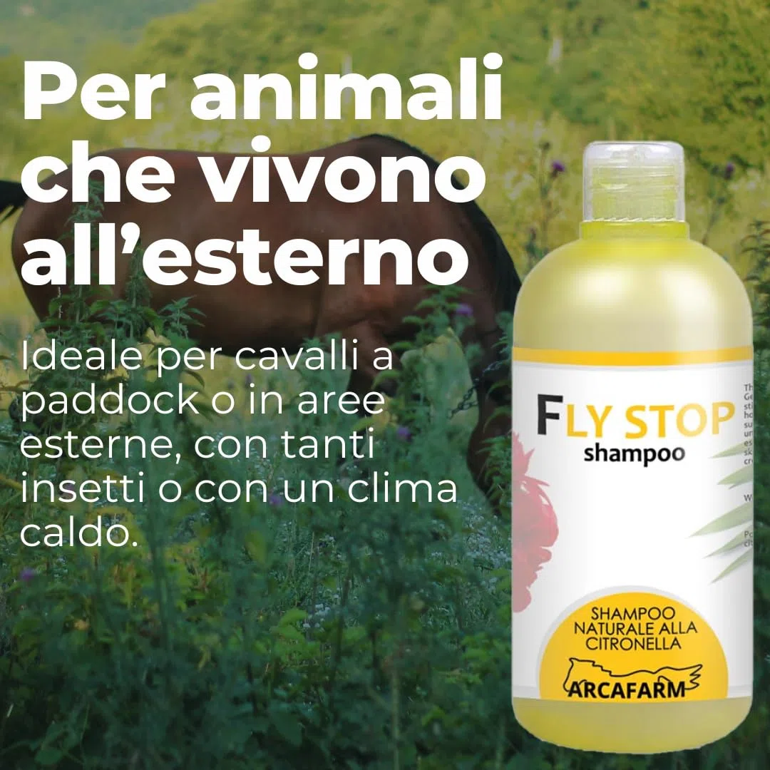 2 Pezzi Shampoo alla Citronella per Cavalli 500 ml Fly Stop, shampoo Repellente Naturale contro Insetti Pungenti Mosche Zanzare Tafani, per pulizia sporco ostinato di manto coda criniera