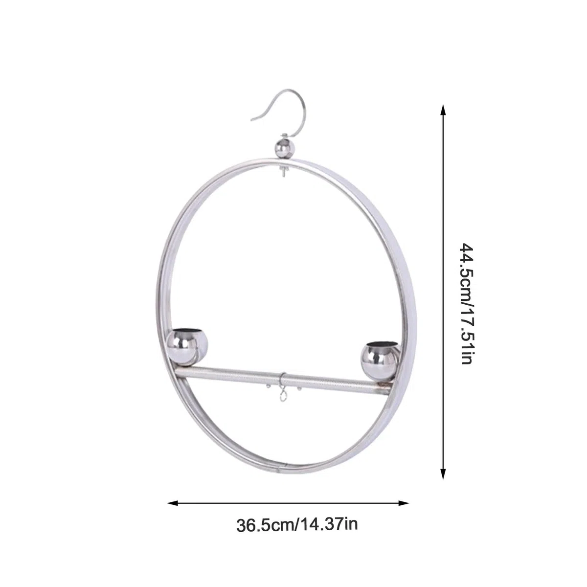 Altalena rotonda per pappagalli, in acciaio inox, supporto per addestramento per pappagalli e uccelli, accessori per animali domestici, antiruggine, con gancio, per gabbie, finestre, balconi