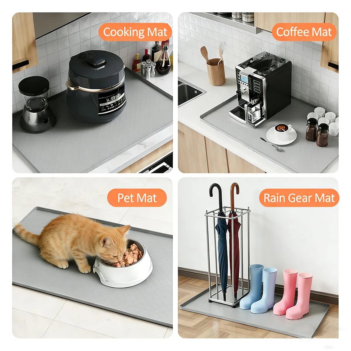 Tappetino Lettiera Gatto Silicone, 86x56 cm Tappetino per Lettiera per Gatti a Nido D'ape, XL Grande Cat Litter Mat, Multiuso, Impermeabile, Antiscivolo, Facile da Pulire (Grigio)