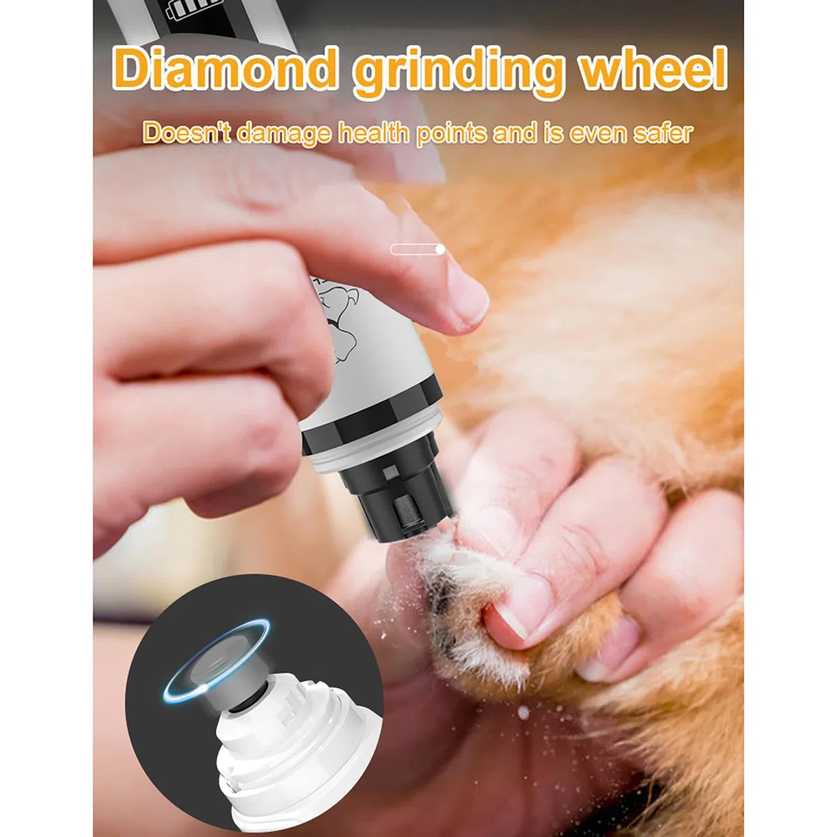 Heusom Silent Groom Pro per cani, smerigliatrice per unghie a 3 velocità, Silent Groom Pro, con luci a LED, ricaricabile tramite USB, con testine di ricambio per cani, gatti