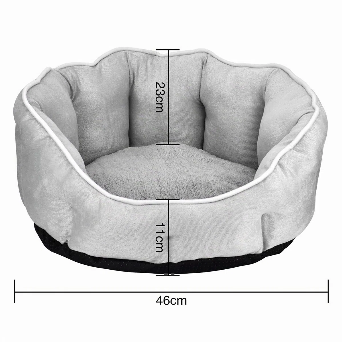 Queta Cuccia per cani, cuccia per cani e gatti, in peluche, morbida, 46 x 46 x 23 cm (grigio)
