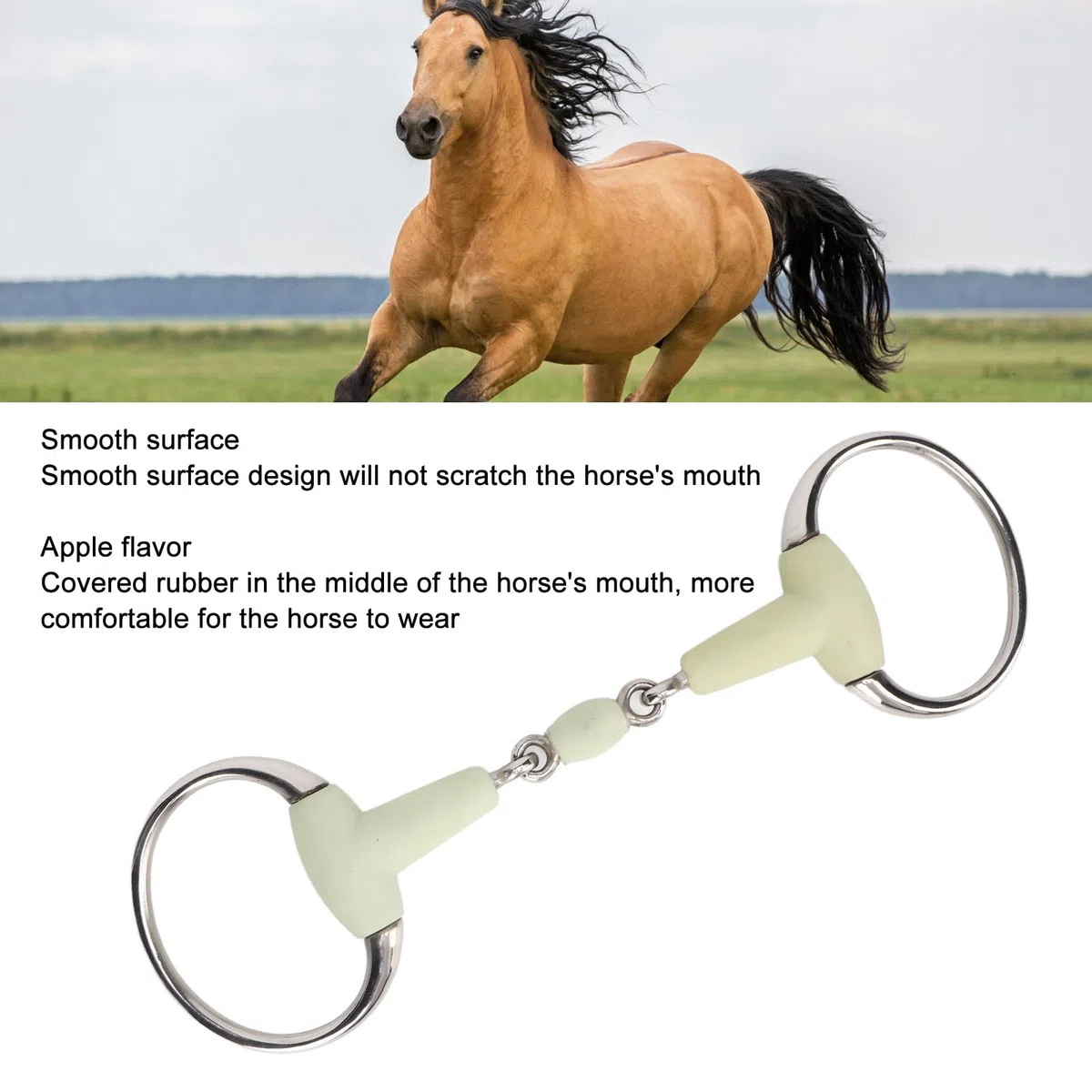 Morso per Bocca di Cavallo, Filetto Professionale Avvolto in Gomma al Gusto di Mela, Facile da Usare per l'allenamento