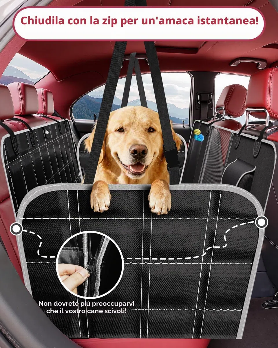 Coprisedile Auto per Cani 600D Impermeabile Telo Posteriore Auto per Animali con Protezione Laterale Antigraffiato e Antiscivolo Telo Macchina per Cani Adatto alla Maggior Parte delle Auto SUV