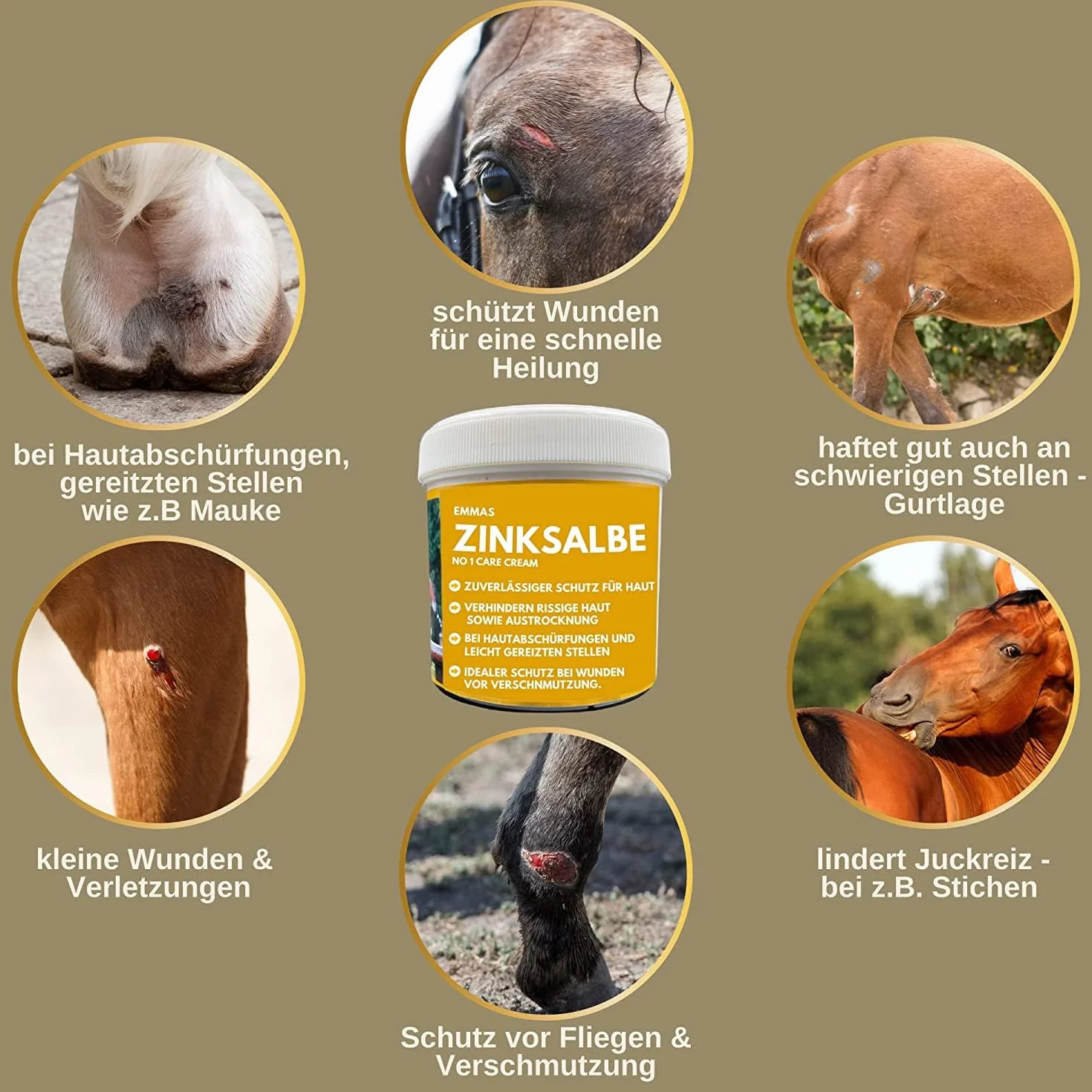 EMMA Unguento allo Zinco Cavallo Cane Gatto I Crema allo Zinco per ferite Aperte I Unguento per eczemi con Zinco per Il prurito dei Malati I Crema per la guarigione delle ferite I per Animali 250ml