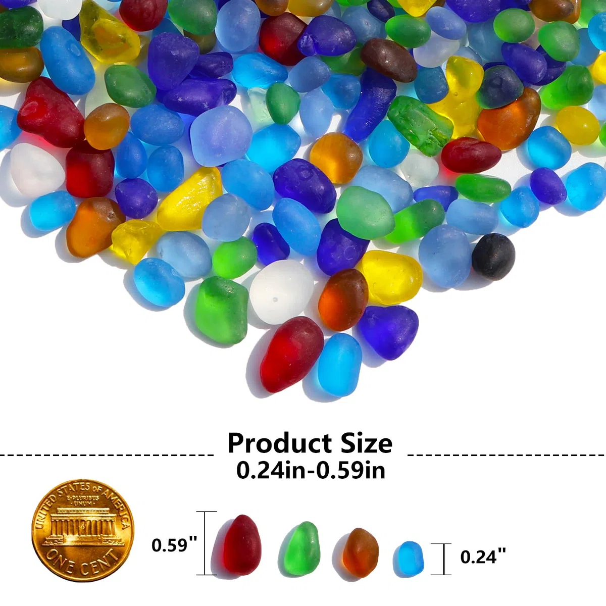 QYGL Pietre di Vetro Marino, Pietre Colorate in Vetro Smerigliato, perfette per Rocce dell'acquario, Ghiaia dell'acquario, riempitivi per vasi, Artigianato Fai da Te e Decorazioni per la casa (0,4 kg