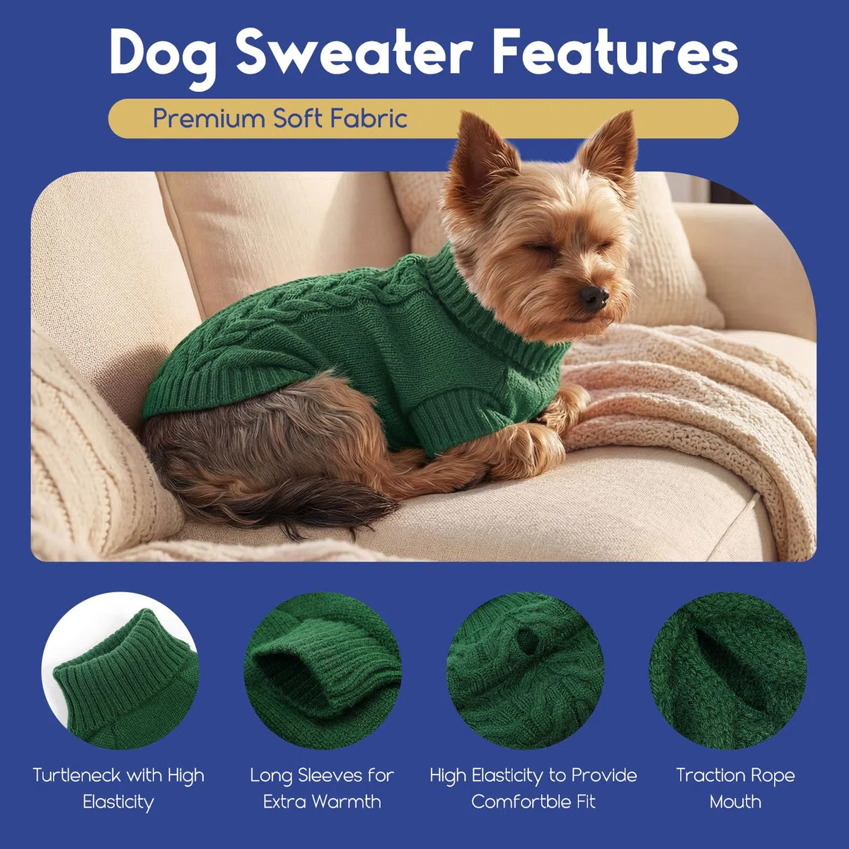 ASENKU Maglione Invernale Cane Felpa per Cani di Taglia Media, Maglioncino Cane con Collo Alto Abbigliamento Cappotto Pullover M
