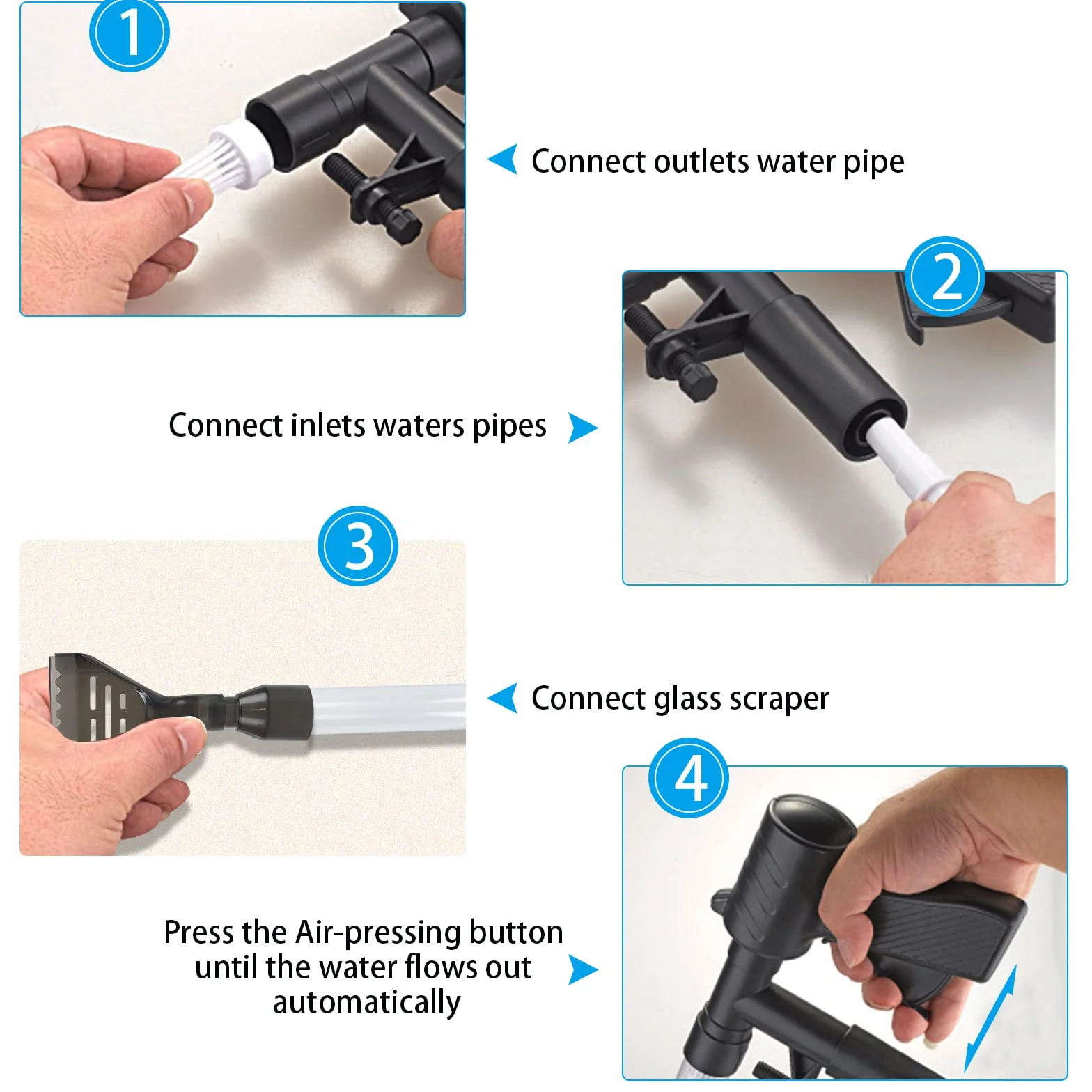 Aspirapolvere per Acquario, Sifone Aspirarifiuti Kit per la Pulizia della Ghiaia dell’Acquario con Ugello Lungo, Pompa Sifone Acquario per Pulizia Fondo Acquario