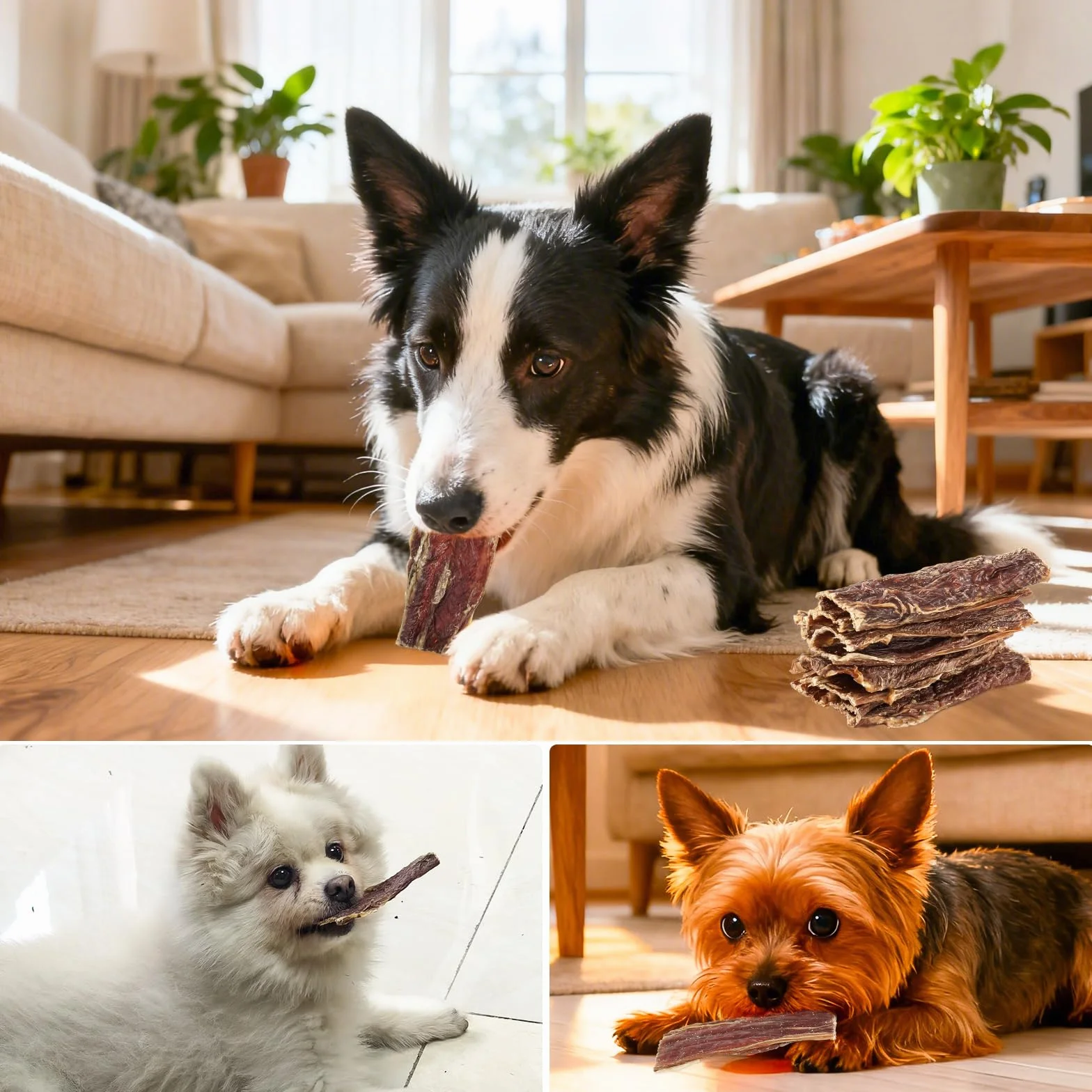 Snack per cani a base di esofago di manzo, snack masticabili naturali e salutari a ingrediente unico per cani, snack masticabili ad alto contenuto proteico e di lunga durata，80G