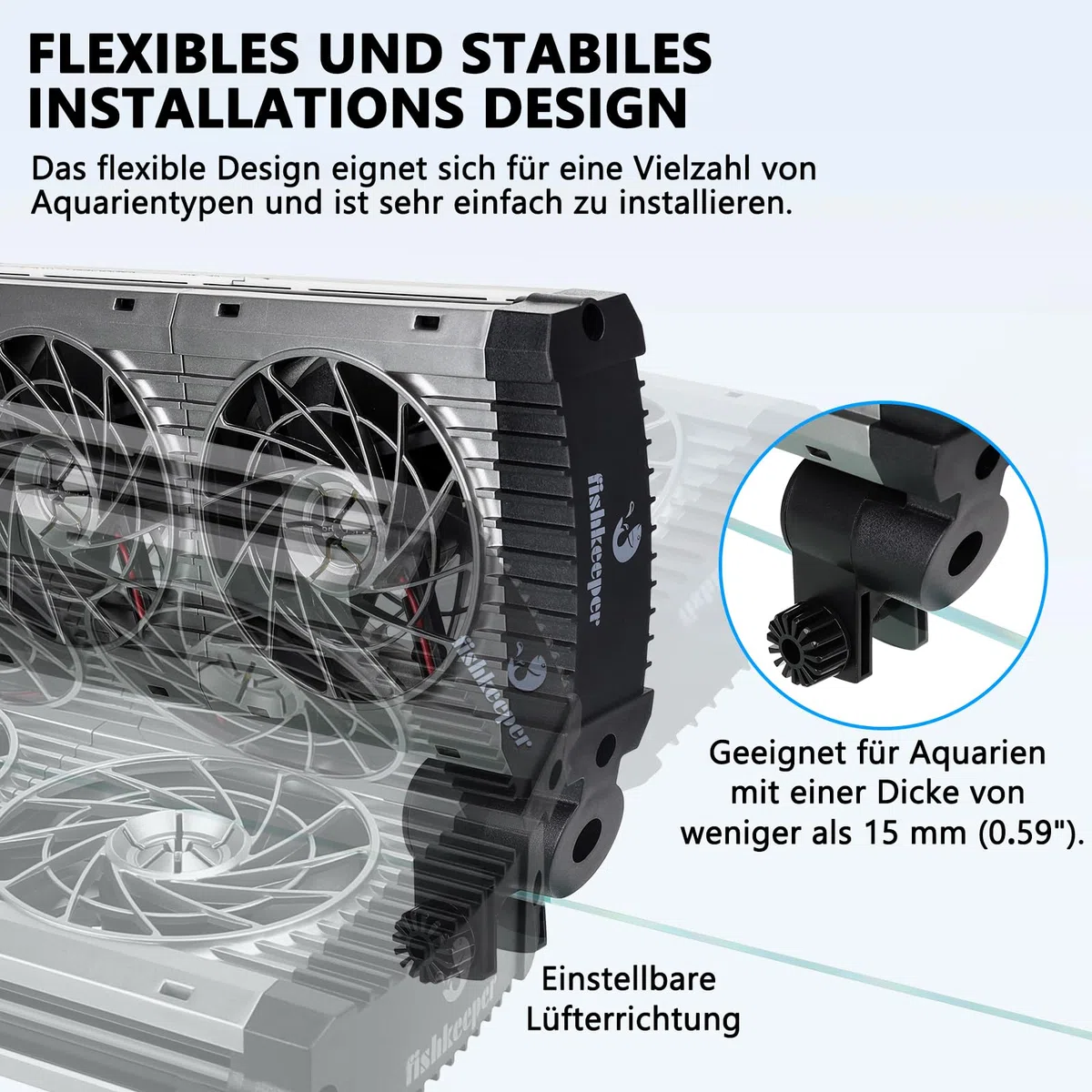 fishkeeper Ventilatore per acquari, raffreddatore per acquari, velocità dell'Aria e Timer Regolabili, Ventilatore Silenzioso per acquari d'Acqua Dolce e salata da 30cm (1 ventilatori)