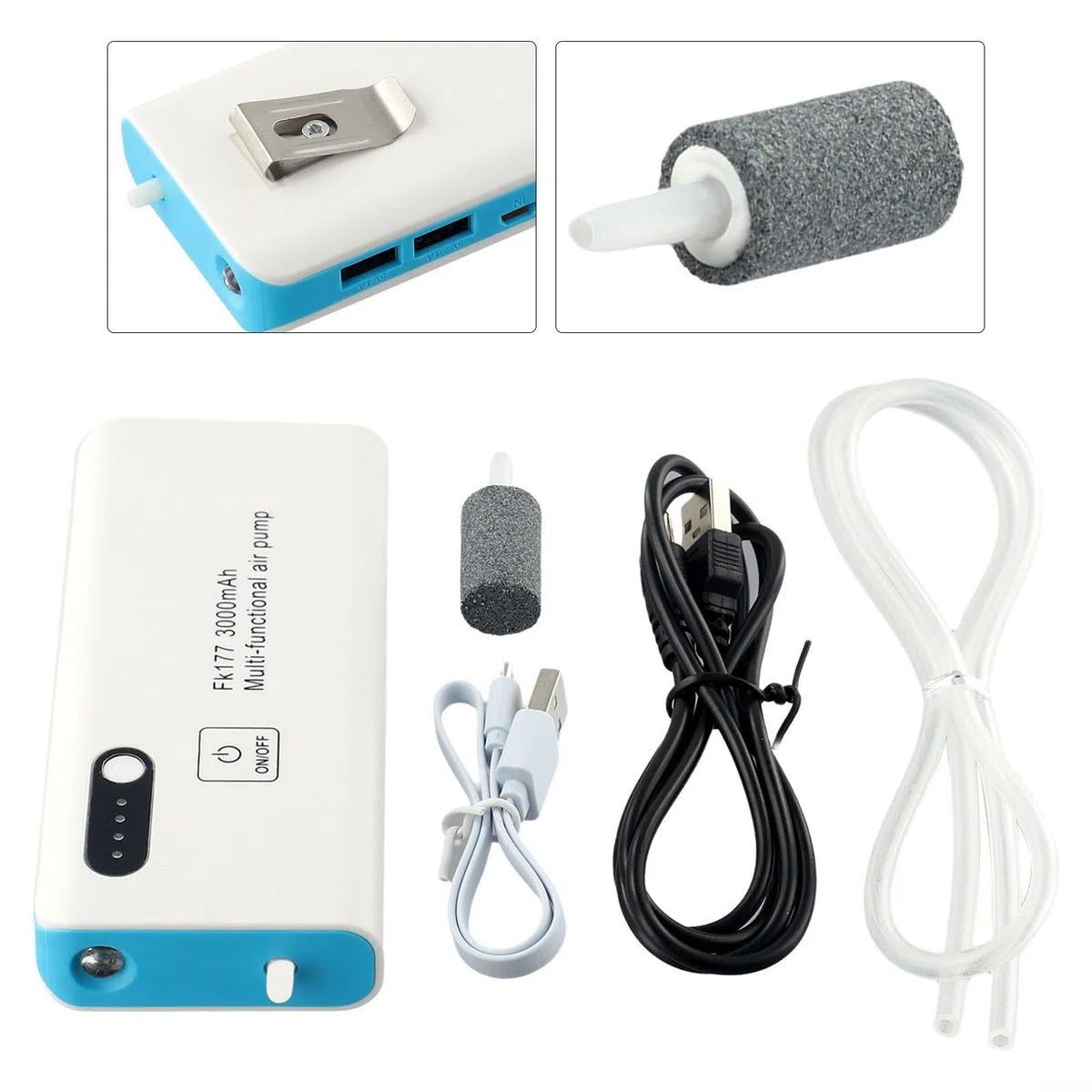 Aeratore portatile da pesca, pompa di ossigeno di ricarica USB, compatto e