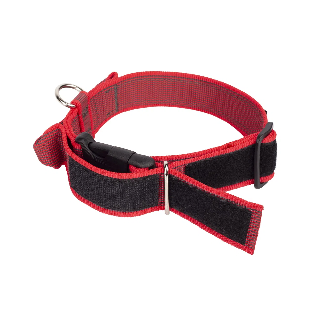 Collare K9 serie Color & Grey con manico richiudibile, 40 mm x 38-53 cm, rosso-grigio