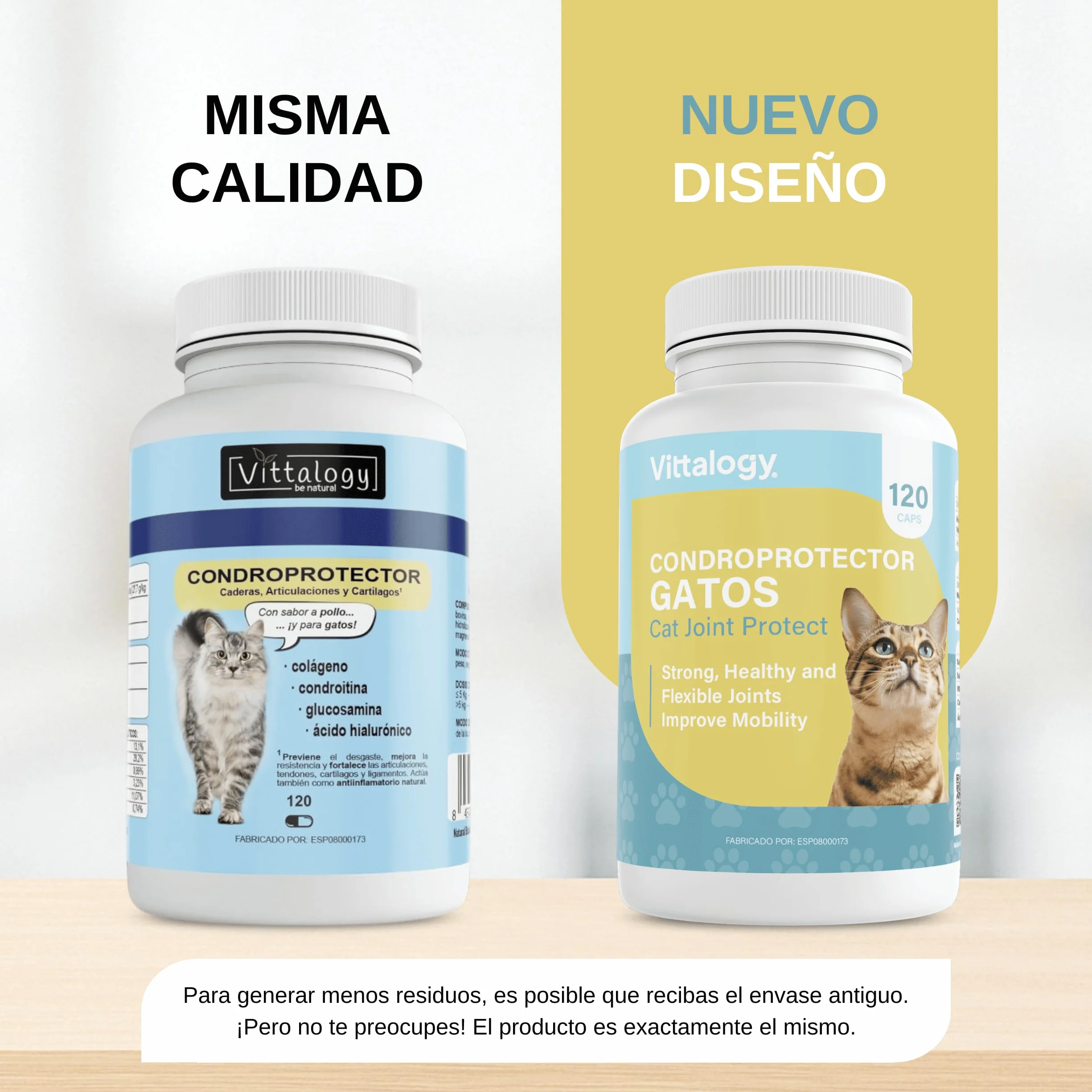 Condroprotettore per gatti. Antinfiammatorio naturale con collagene, condroitina, ialuronico e curcuma. Integratore alimentare per fianchi, articolazioni e cartilagini - 120 capsule