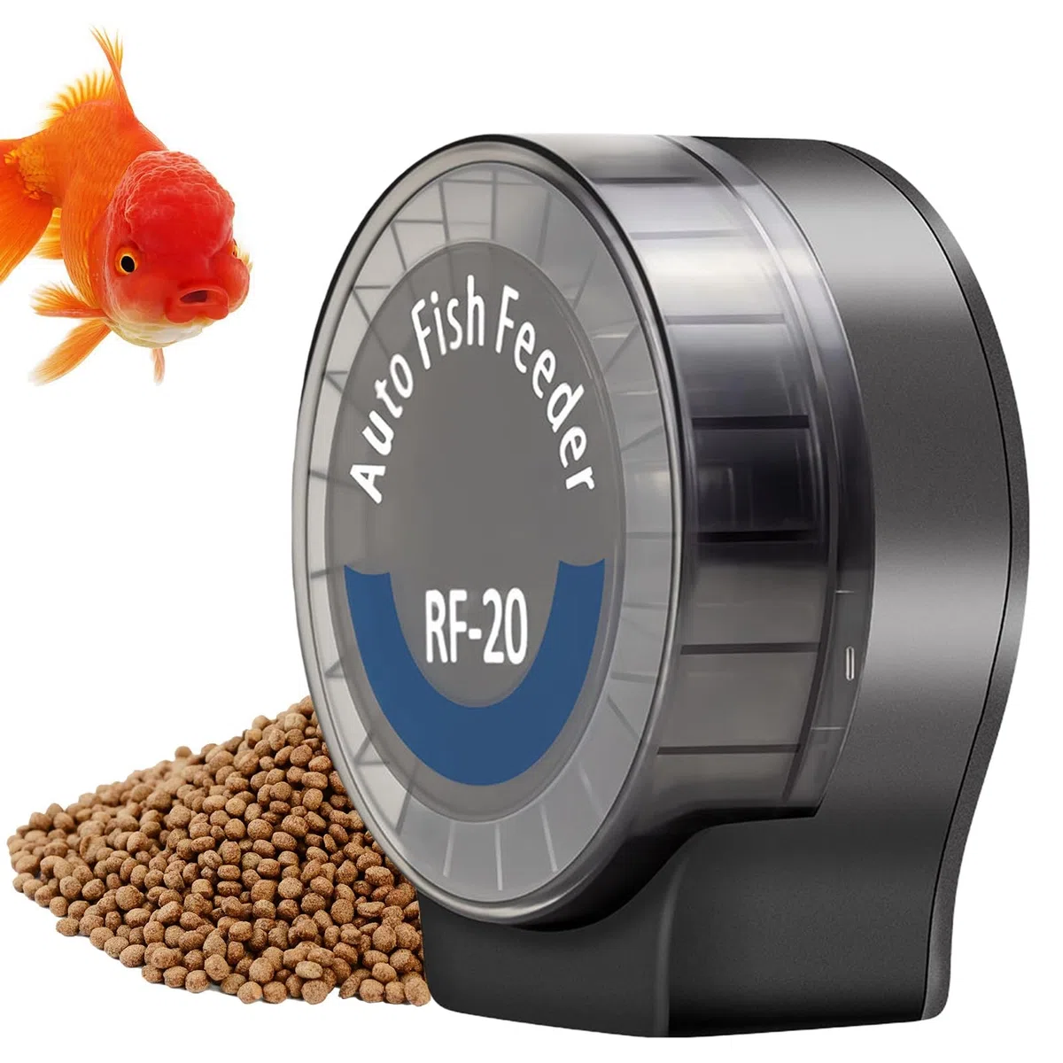 GOMETY Mangiatoia automatica per pesci acquari, alimentatrice automatica per acquario, alimentata a batteria, con timer, display LCD, mangiatoia per pesce, per pellet, polvere granulata