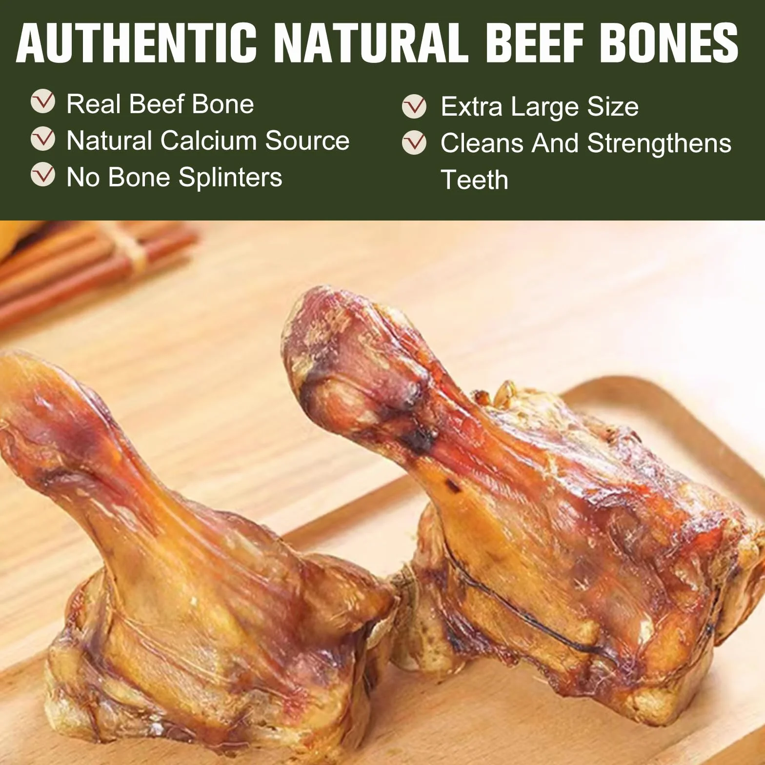 3 pezzi di ossa di polso di manzo nutrito con erba per cani adulti - Snack naturale monocomponente, snack di lunga durata per cani che masticano con forza, razze piccole e grandi (L2)