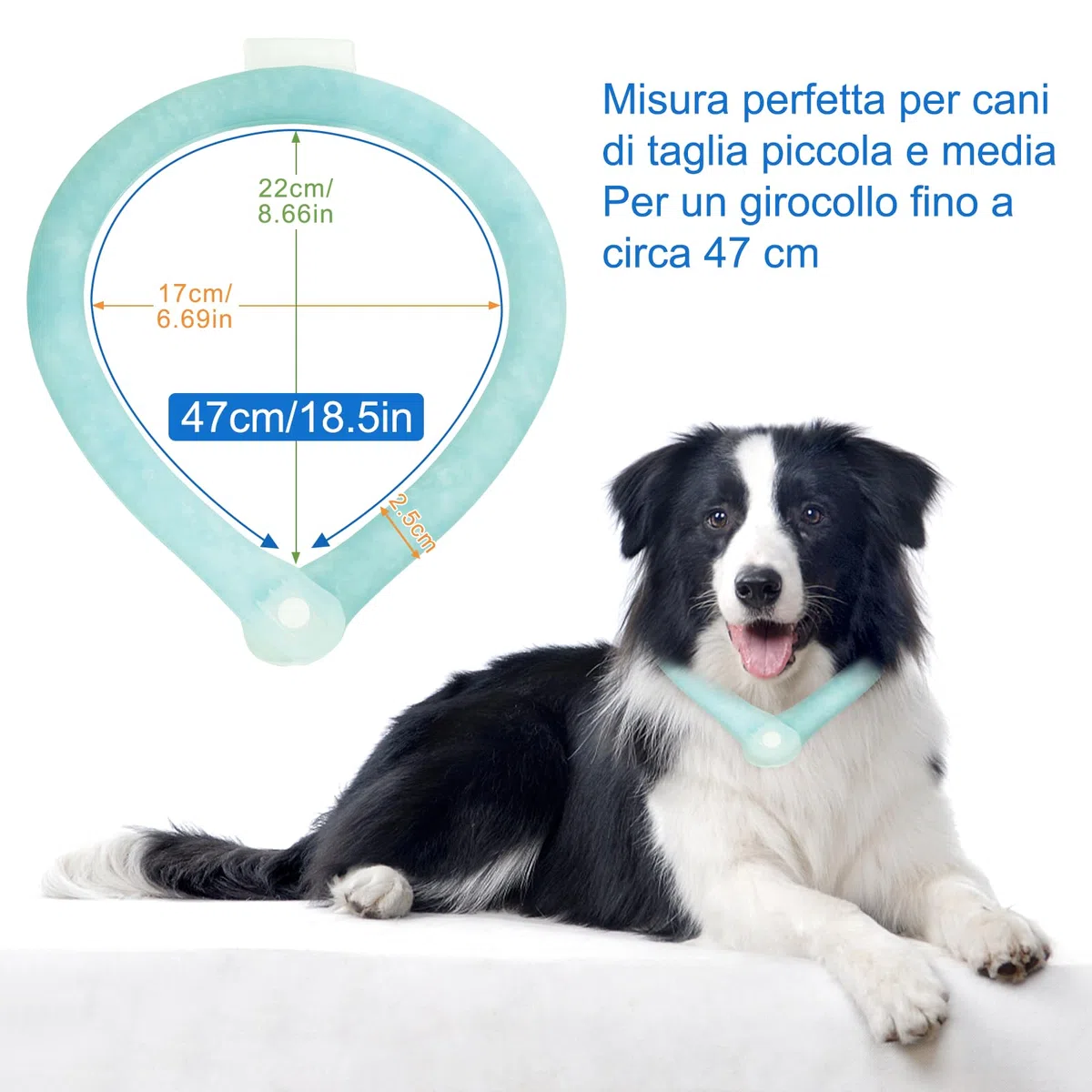 DEWEL Collare di Raffreddamento per Cani,collari per cani di Raffreddamento,Congelamento Rapido a 28 ℃,Sciarpa Pet Cooling Collar per Piccola e Media 47 cm (verde)