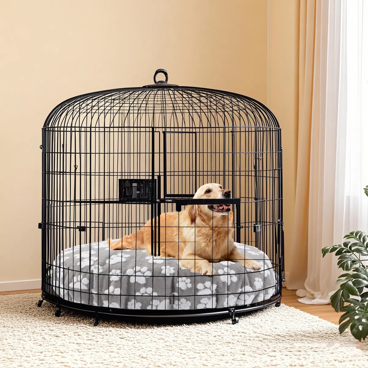 BALAPET Coperta lavabile di ricambio rotonda impermeabile per cani con bella stampa di zampe di cane e design utilizzabile su entrambi i lati, solo copertura (grigio, 91,4 x 91,4 x 19,8 cm)